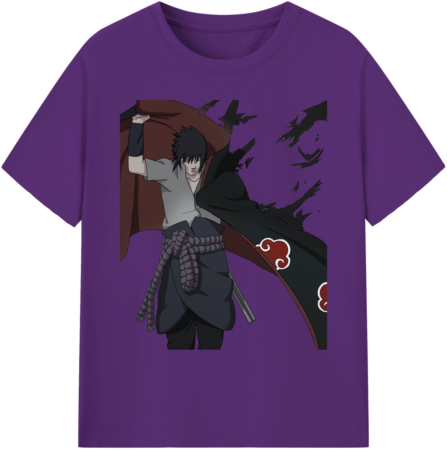 （画像用） NARUTO -ナルト- うちは サスケ Uchiha Sasuke 綿100％ メンズ半袖Tシャツ｜肌触りやわらか＆通気性