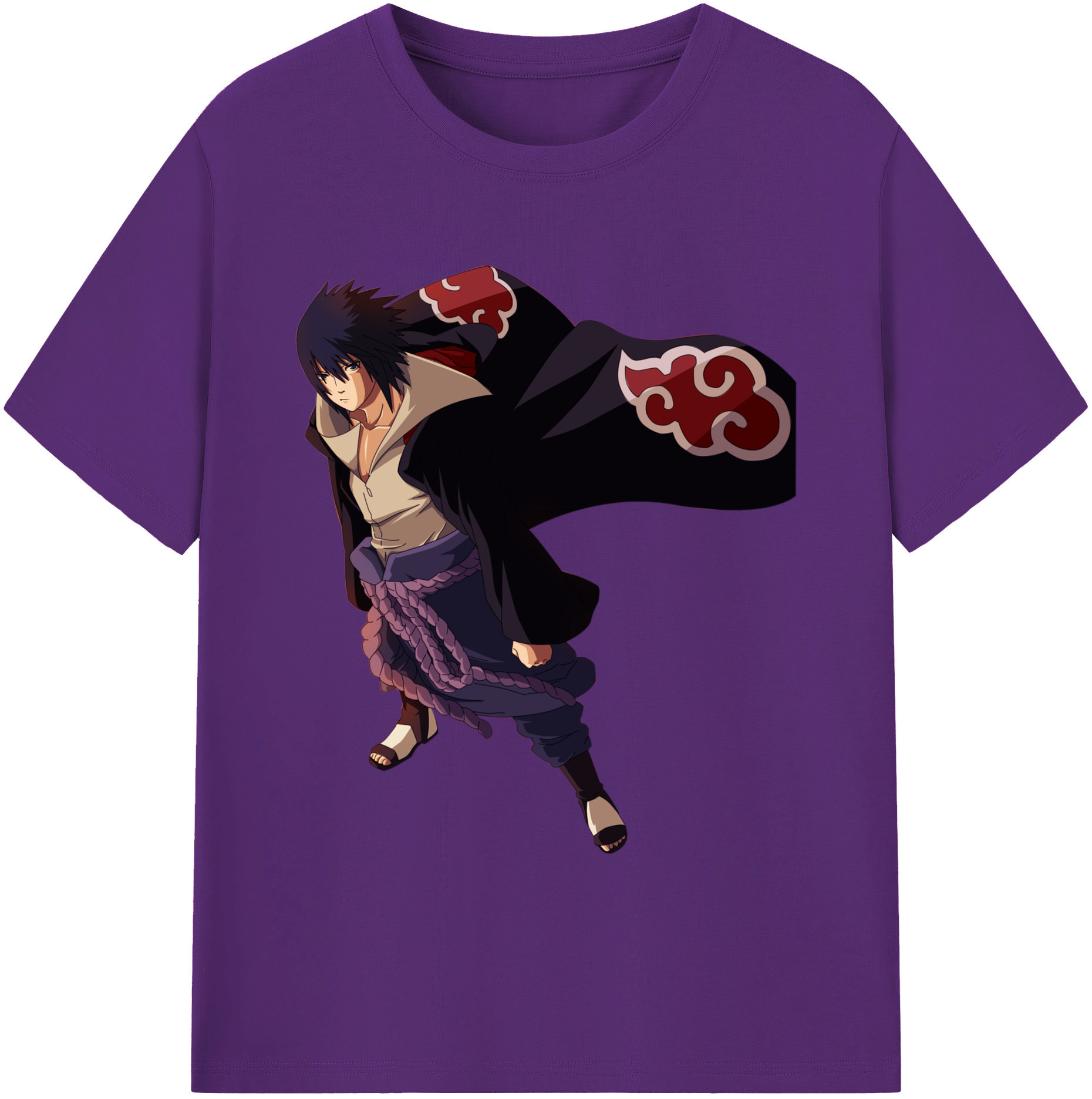 （画像用） NARUTO -ナルト- うちは サスケ Uchiha Sasuke 綿100％ メンズ半袖Tシャツ｜肌触りやわらか＆通気性
