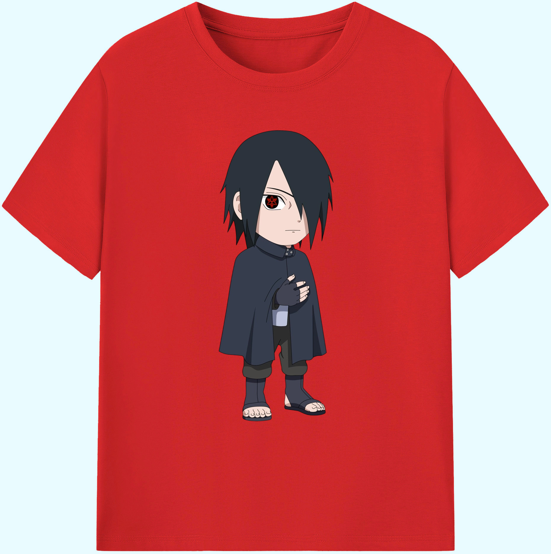 （画像用） NARUTO -ナルト- うちは サスケ Uchiha Sasuke 綿100％ メンズ半袖Tシャツ｜肌触りやわらか＆通気性