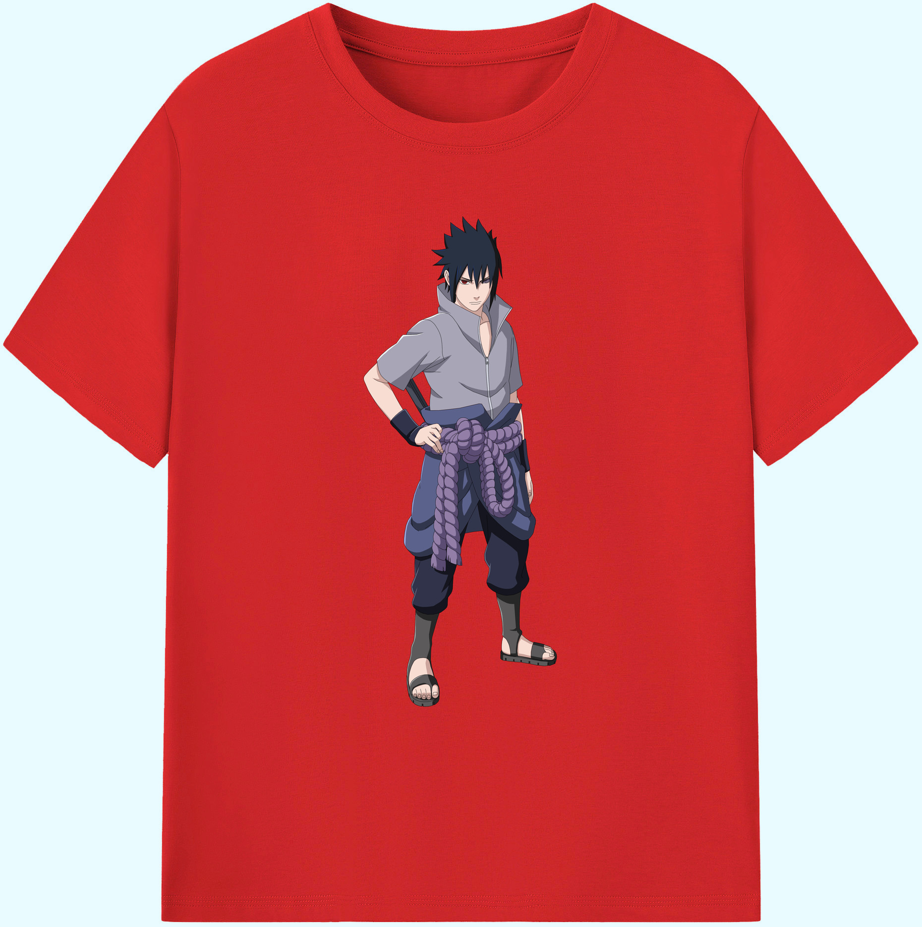 （画像用） NARUTO -ナルト- うちは サスケ Uchiha Sasuke 綿100％ メンズ半袖Tシャツ｜肌触りやわらか＆通気性