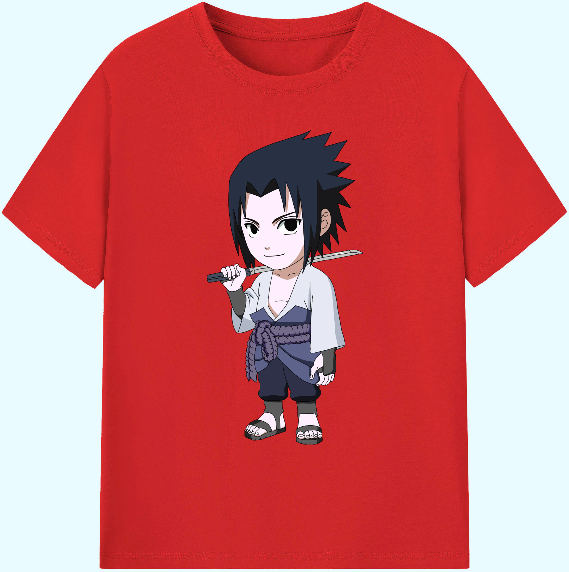 （画像用） NARUTO -ナルト- うちは サスケ Uchiha Sasuke 綿100％ メンズ半袖Tシャツ｜肌触りやわらか＆通気性