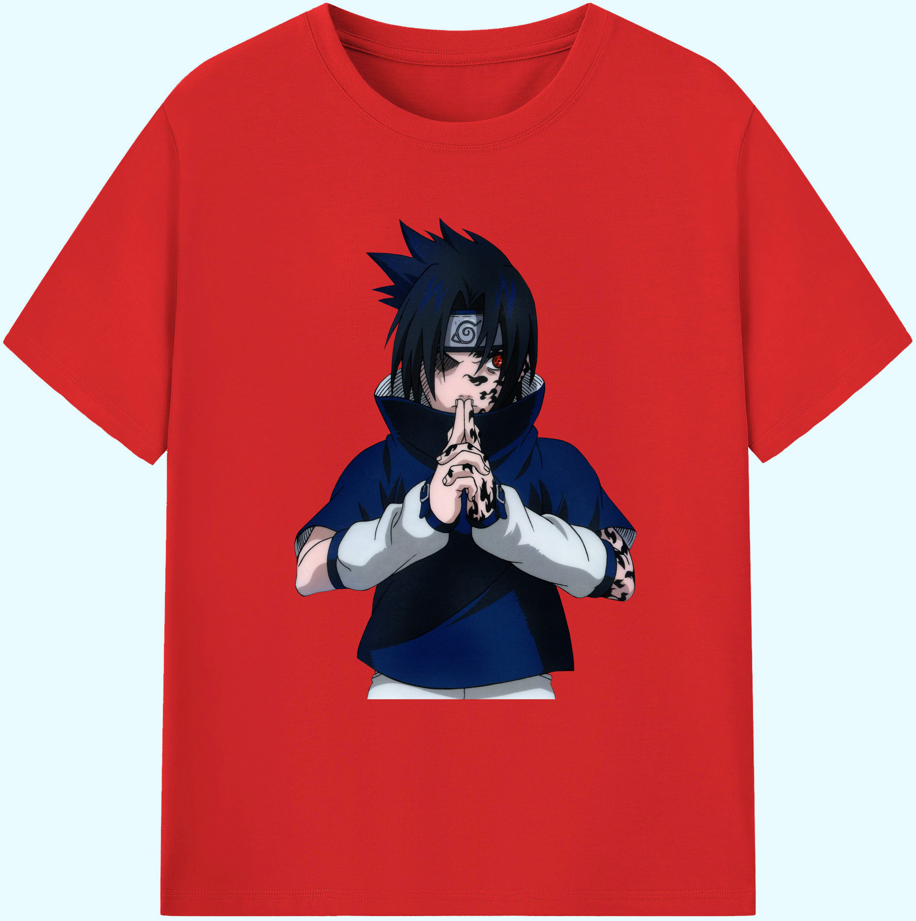 （画像用） NARUTO -ナルト- うちは サスケ Uchiha Sasuke 綿100％ メンズ半袖Tシャツ｜肌触りやわらか＆通気性