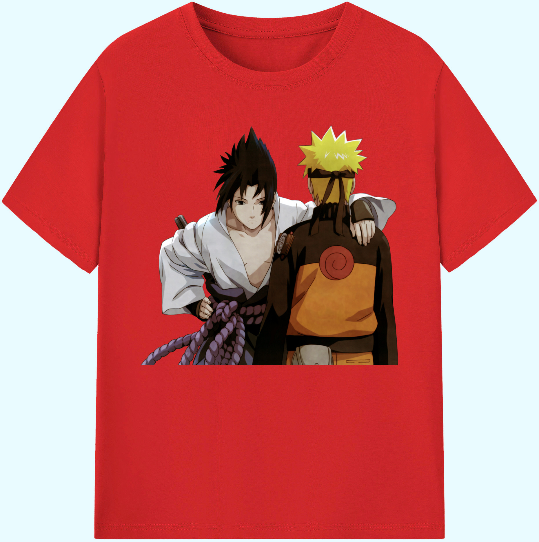 （画像用） NARUTO -ナルト- うちは サスケ Uchiha Sasuke 綿100％ メンズ半袖Tシャツ｜肌触りやわらか＆通気性