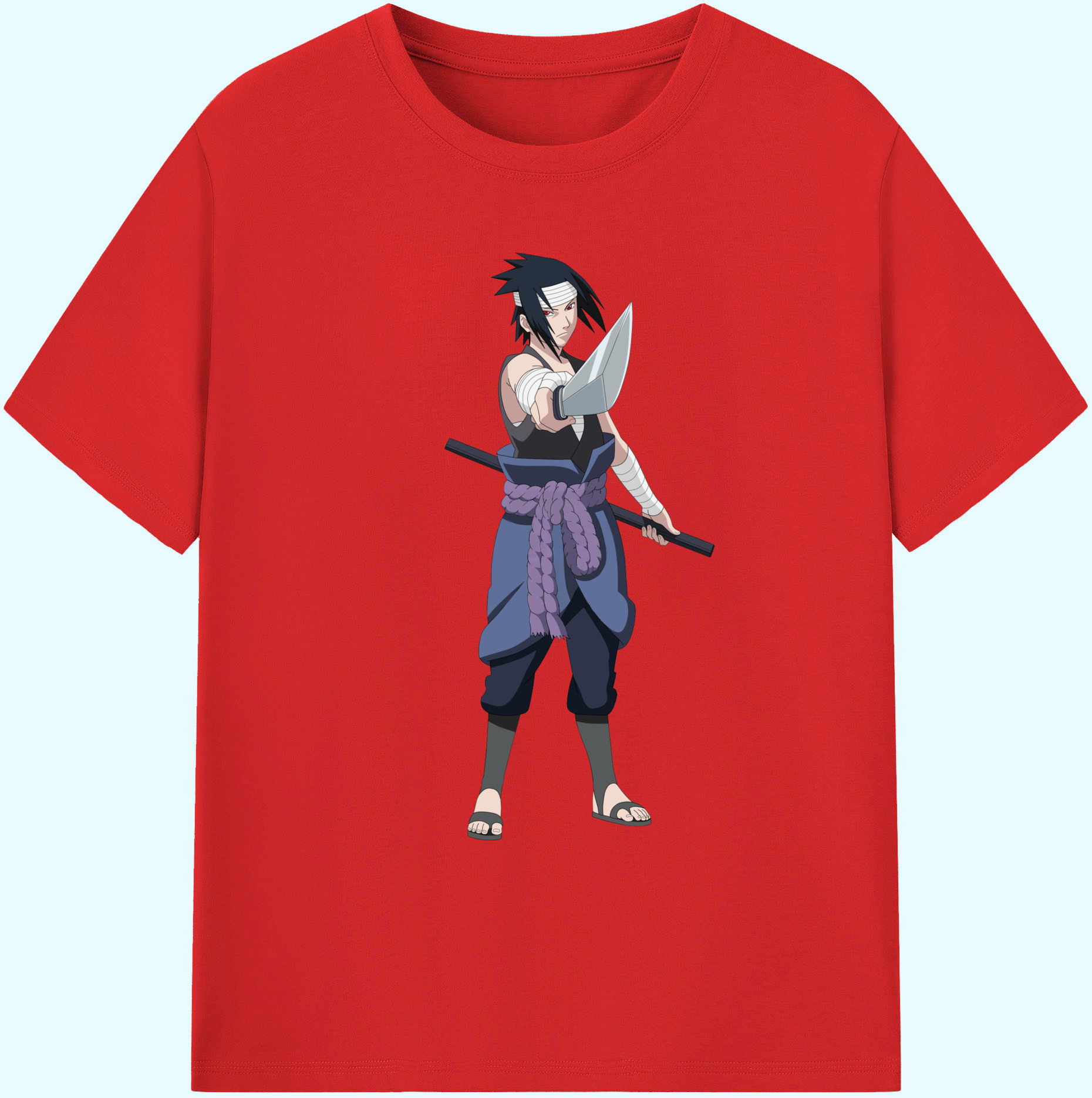 （画像用） NARUTO -ナルト- うちは サスケ Uchiha Sasuke 綿100％ メンズ半袖Tシャツ｜肌触りやわらか＆通気性