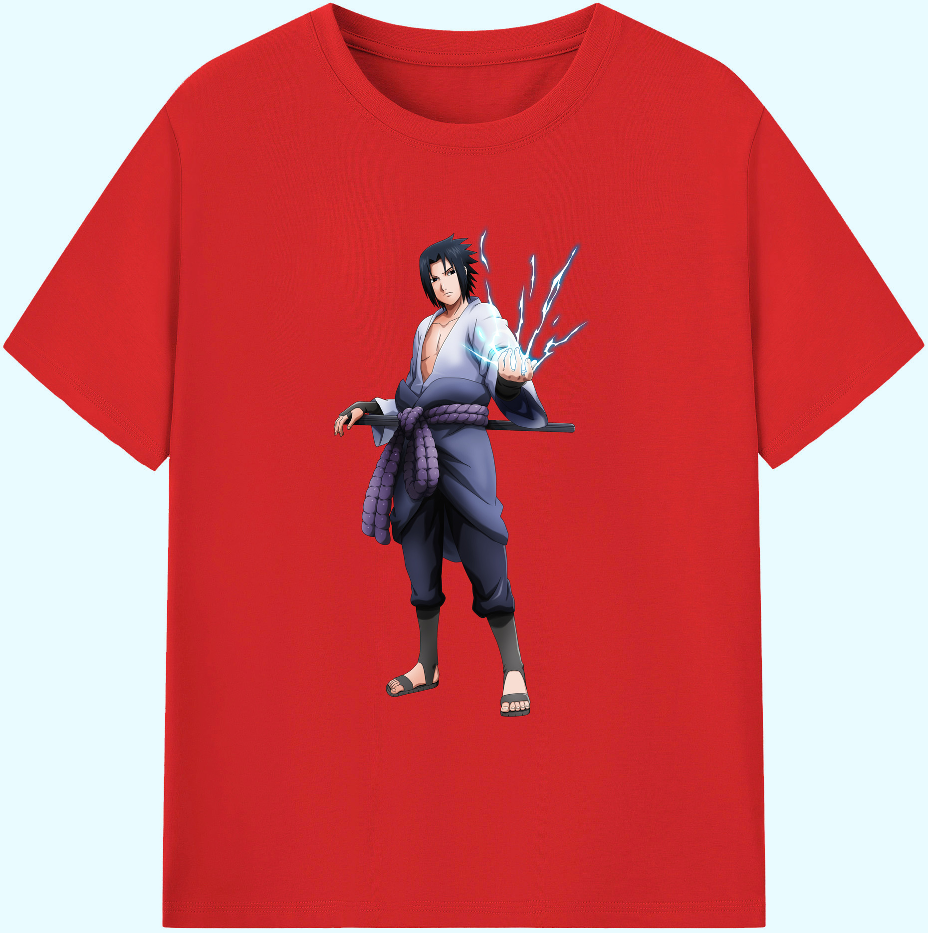 （画像用） NARUTO -ナルト- うちは サスケ Uchiha Sasuke 綿100％ メンズ半袖Tシャツ｜肌触りやわらか＆通気性