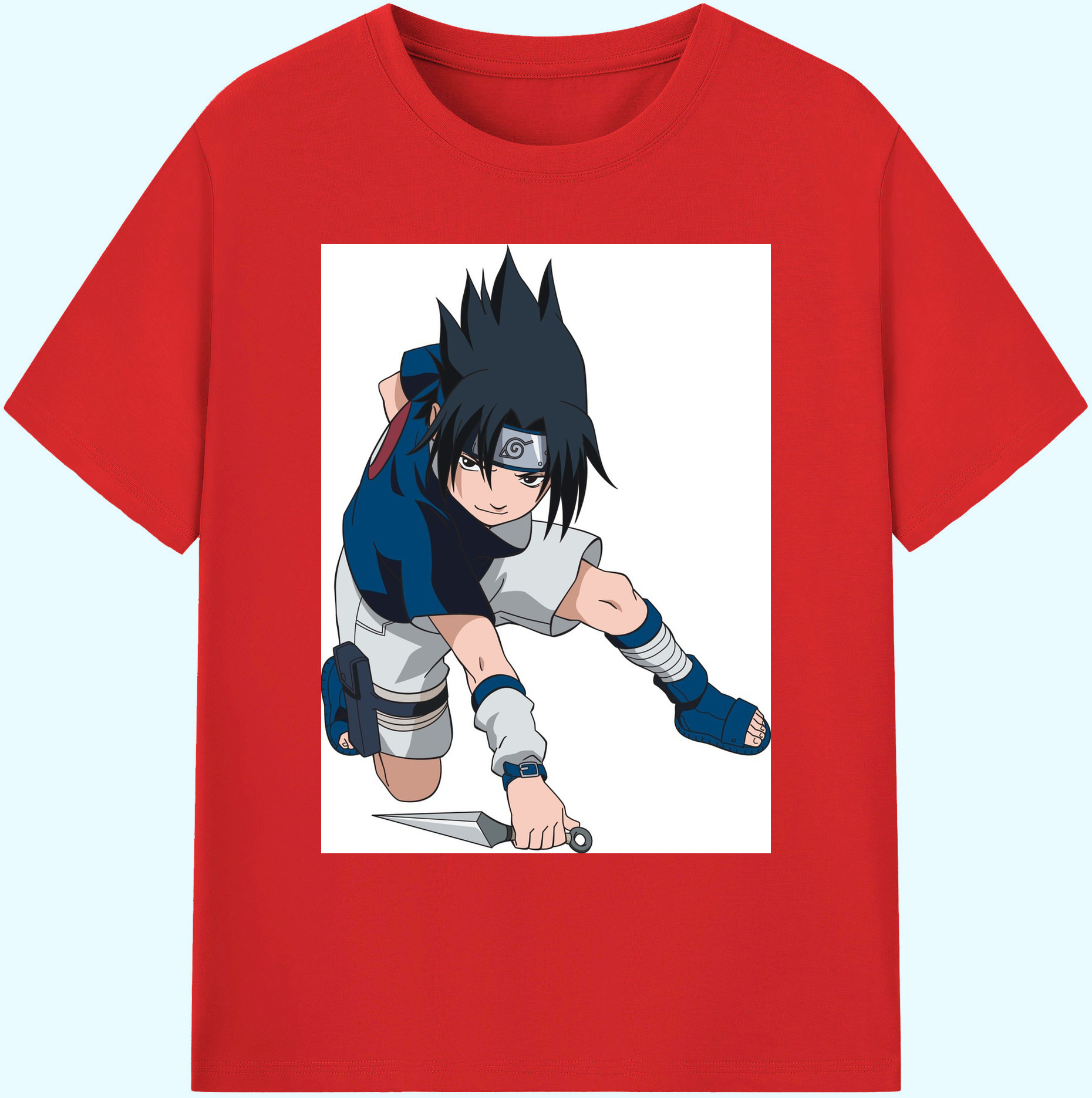 NARUTO -ナルト- うちは サスケ Uchiha Sasuke 綿100％ メンズ半袖Tシャツ｜肌触りやわらか＆通気性