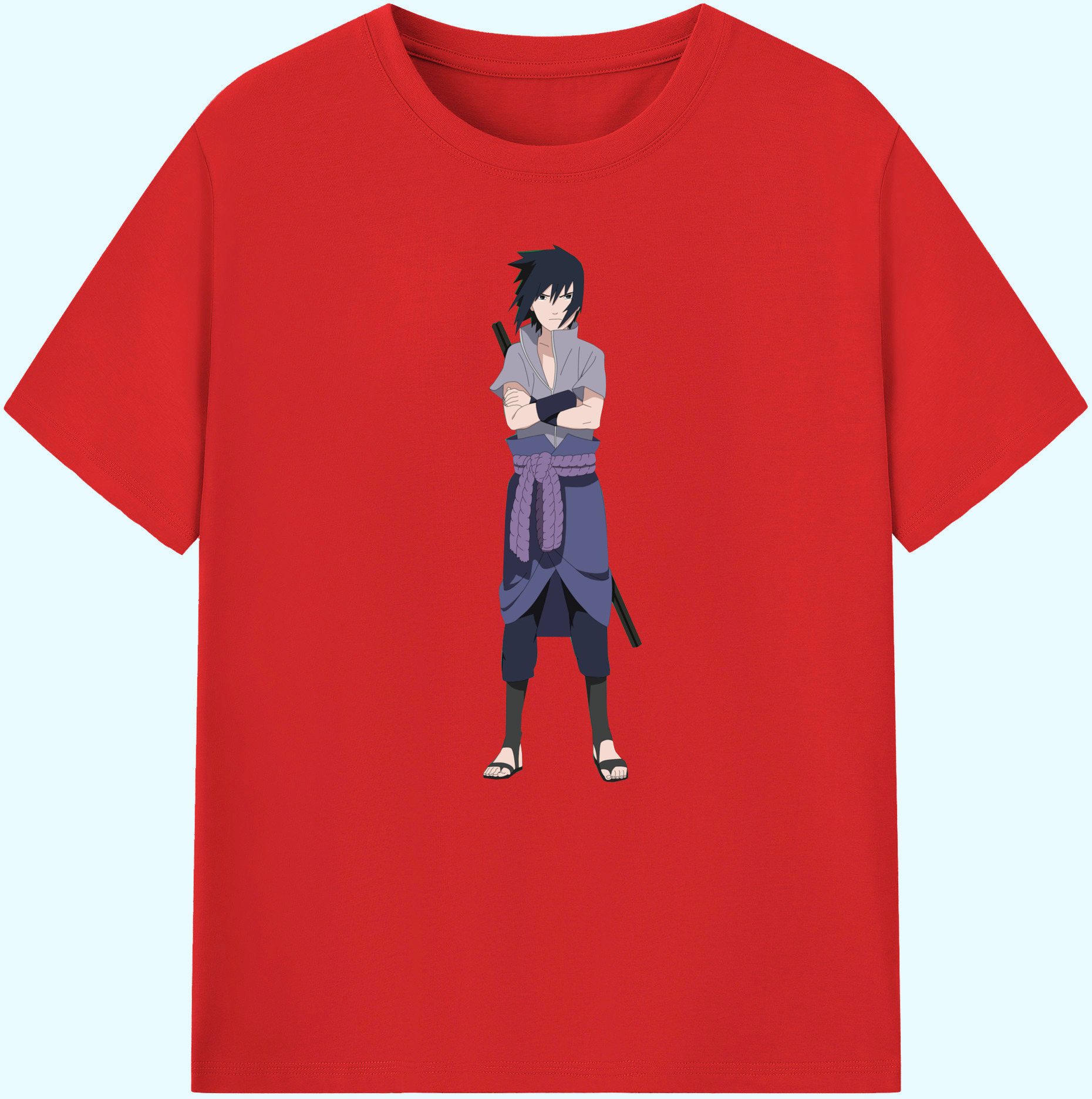 （画像用） NARUTO -ナルト- うちは サスケ Uchiha Sasuke 綿100％ メンズ半袖Tシャツ｜肌触りやわらか＆通気性