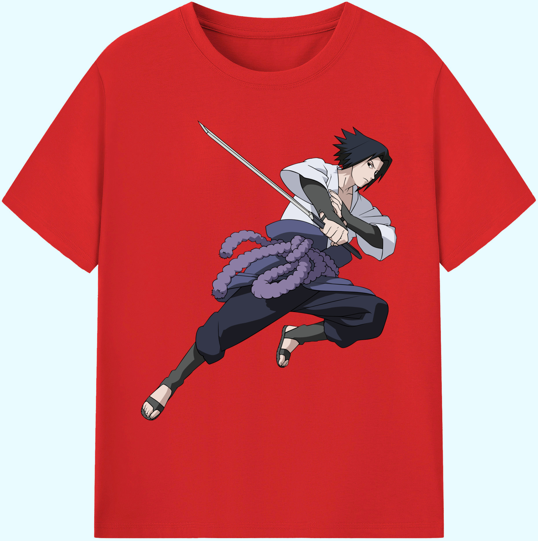 （画像用） NARUTO -ナルト- うちは サスケ Uchiha Sasuke 綿100％ メンズ半袖Tシャツ｜肌触りやわらか＆通気性