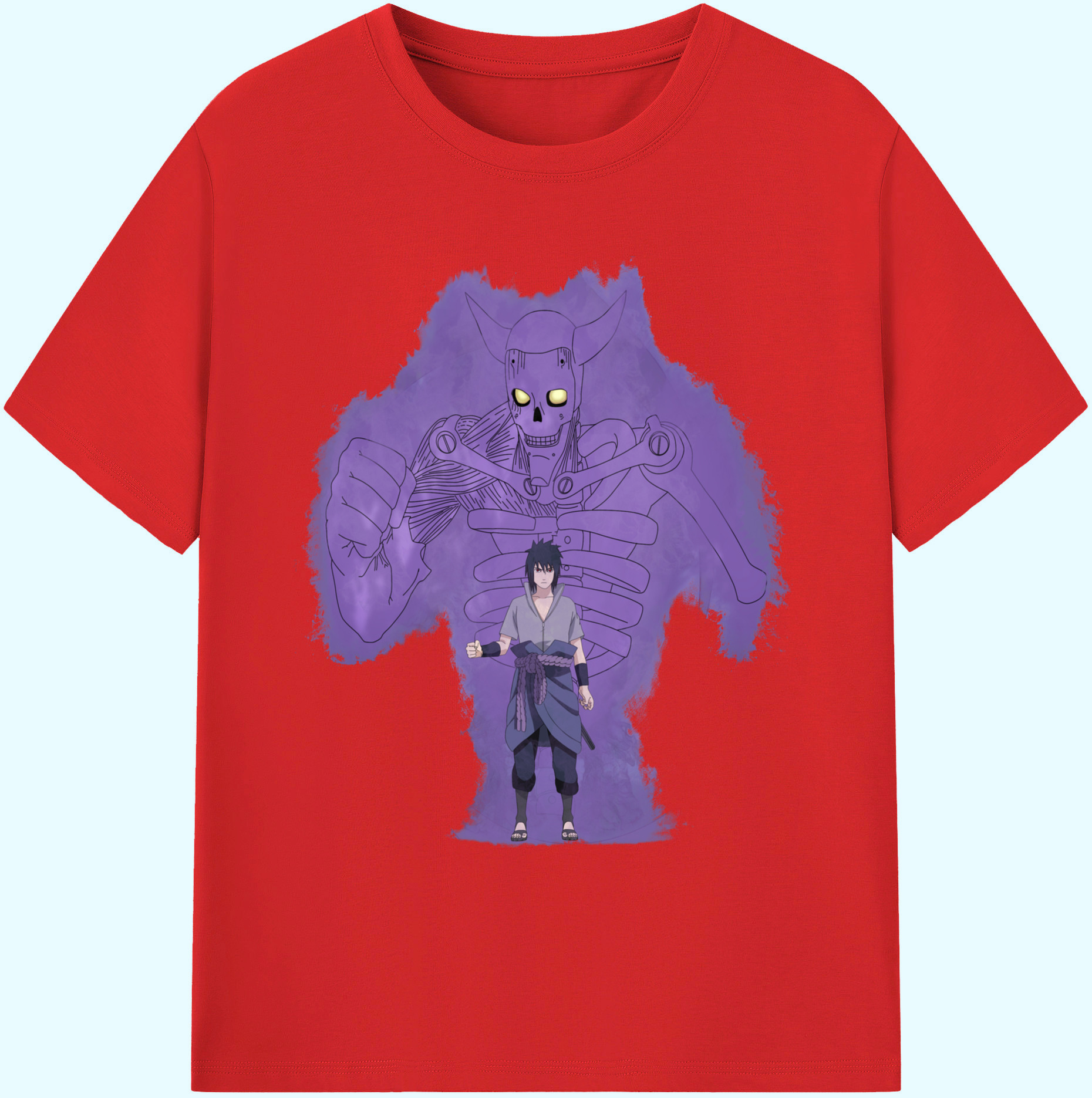 （画像用） NARUTO -ナルト- うちは サスケ Uchiha Sasuke 綿100％ メンズ半袖Tシャツ｜肌触りやわらか＆通気性