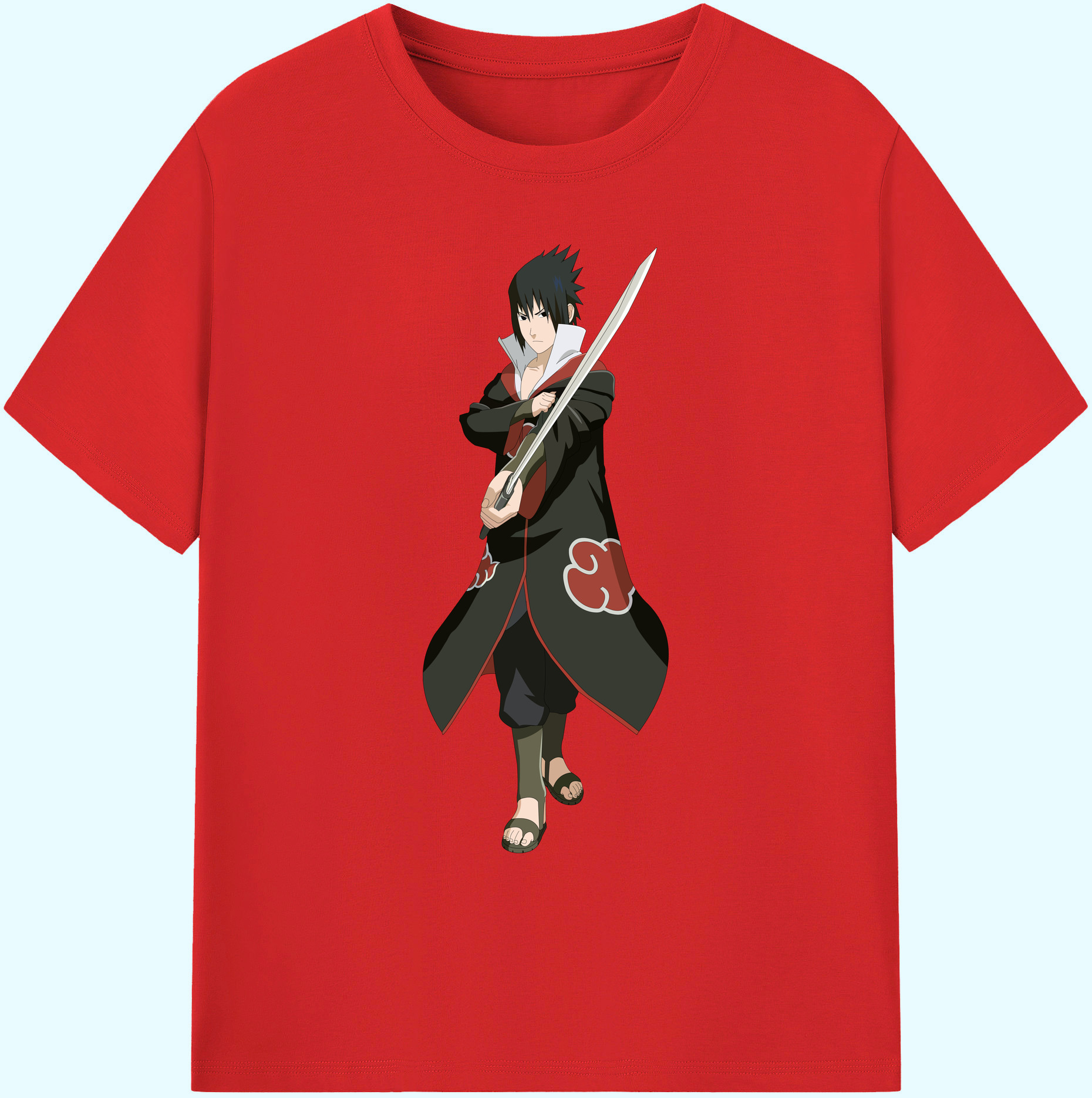 （画像用） NARUTO -ナルト- うちは サスケ Uchiha Sasuke 綿100％ メンズ半袖Tシャツ｜肌触りやわらか＆通気性