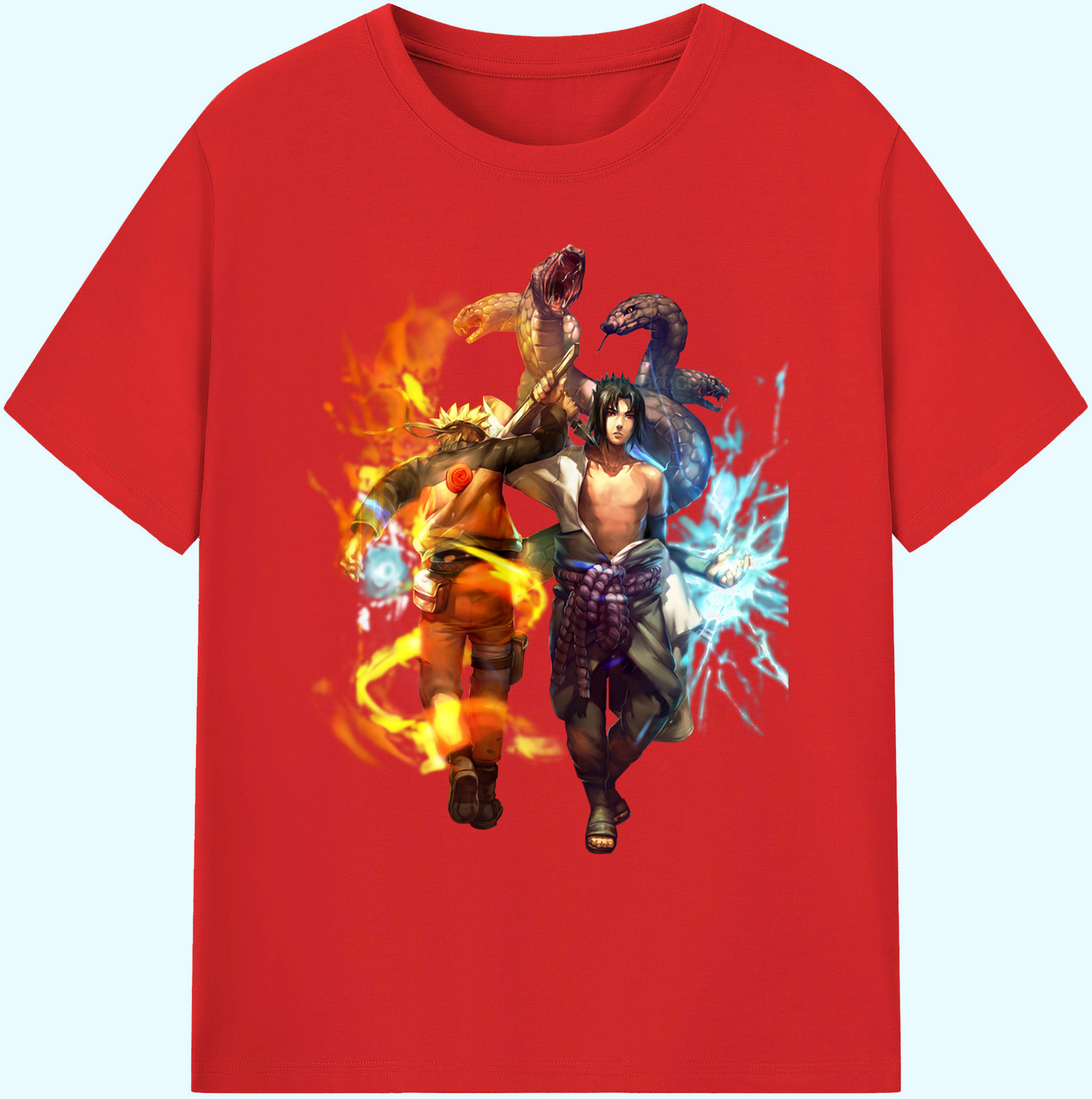 （画像用） NARUTO -ナルト- うちは サスケ Uchiha Sasuke 綿100％ メンズ半袖Tシャツ｜肌触りやわらか＆通気性