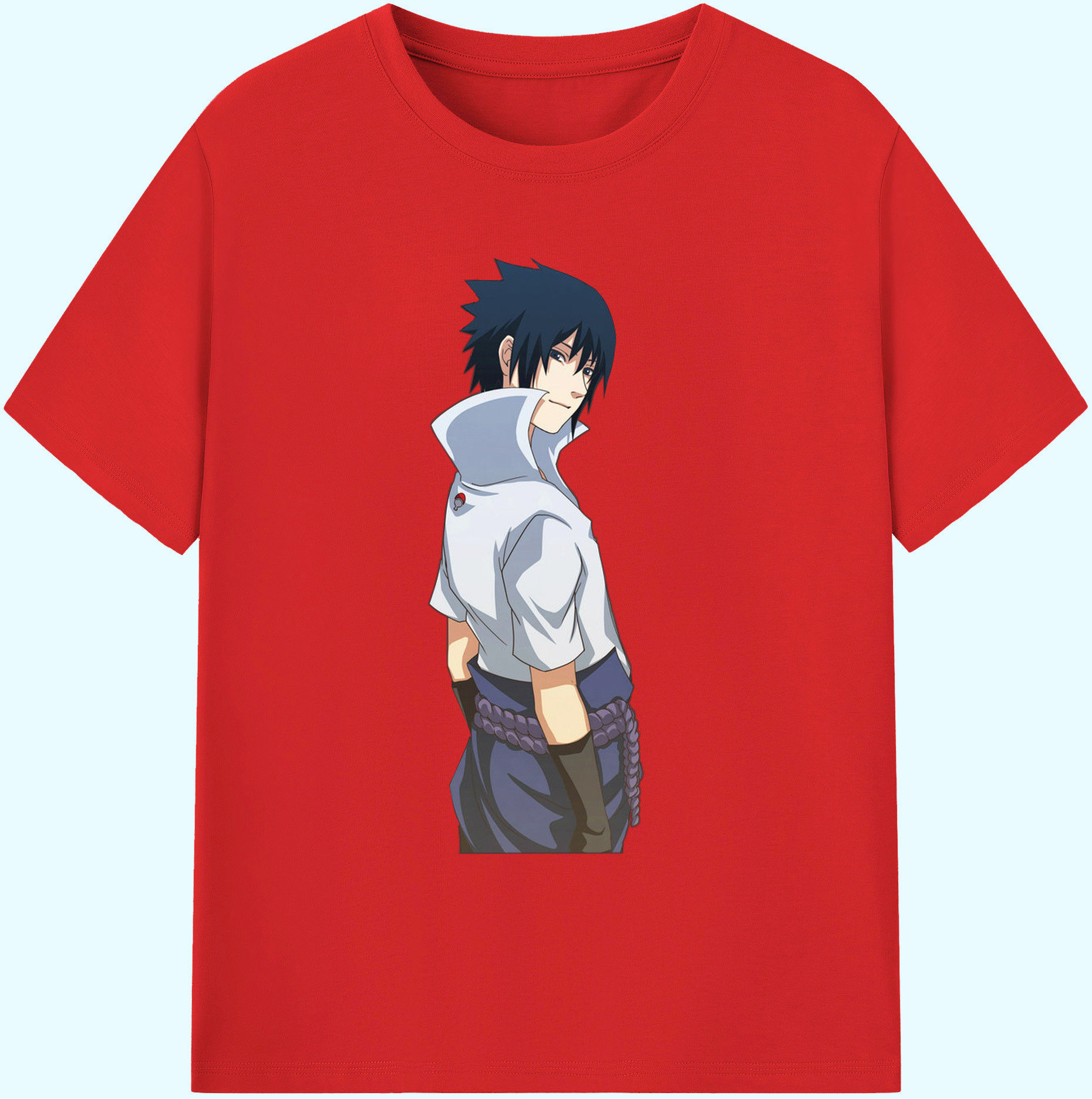 （画像用） NARUTO -ナルト- うちは サスケ Uchiha Sasuke 綿100％ メンズ半袖Tシャツ｜肌触りやわらか＆通気性