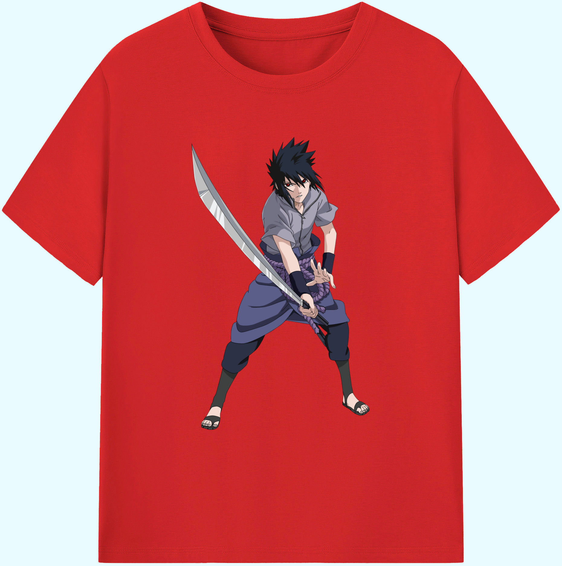 （画像用） NARUTO -ナルト- うちは サスケ Uchiha Sasuke 綿100％ メンズ半袖Tシャツ｜肌触りやわらか＆通気性