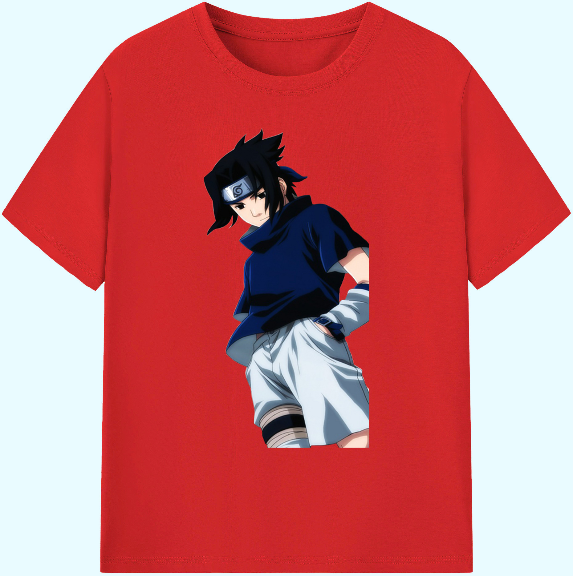 （画像用） NARUTO -ナルト- うちは サスケ Uchiha Sasuke 綿100％ メンズ半袖Tシャツ｜肌触りやわらか＆通気性