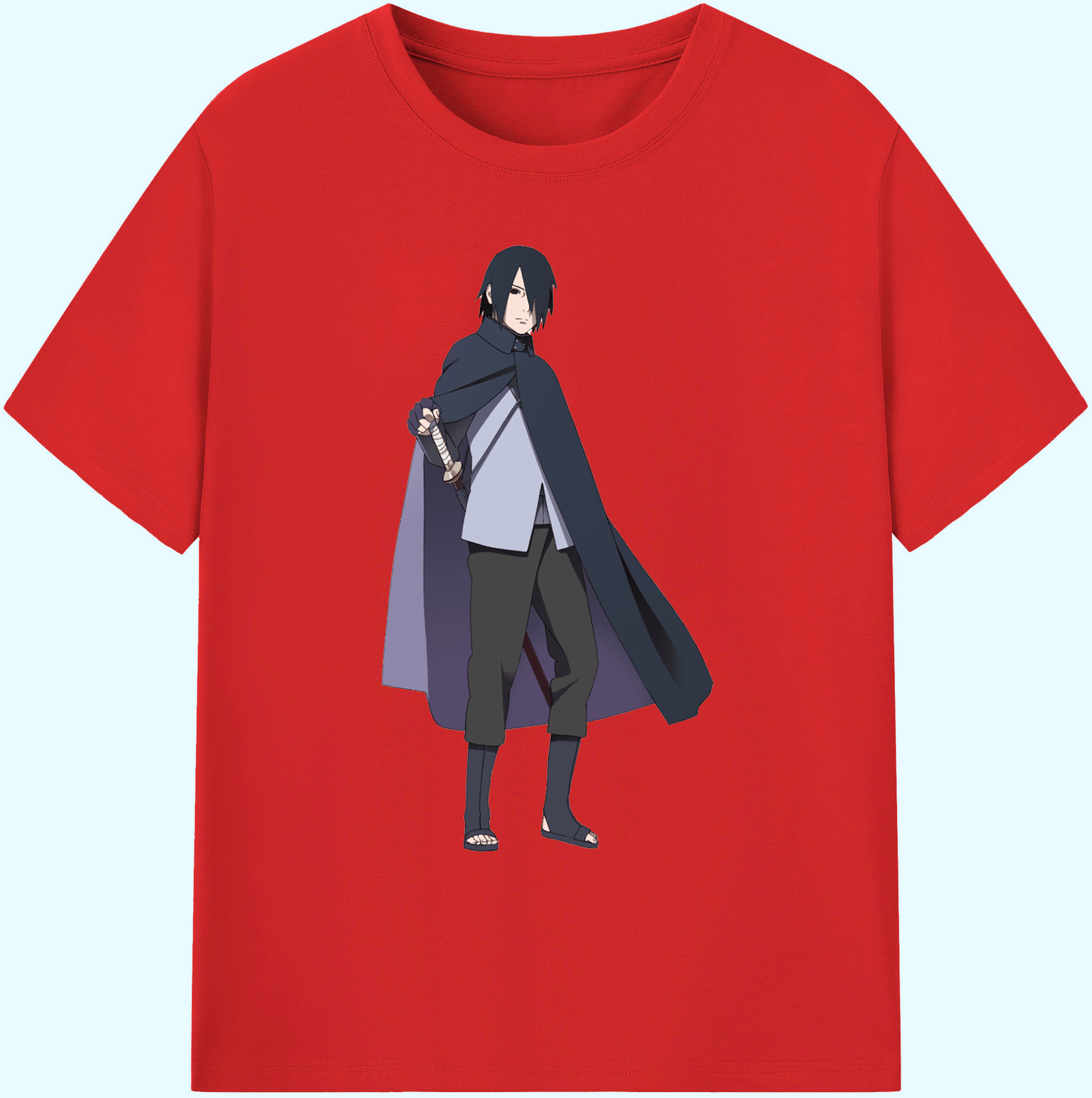 （画像用） NARUTO -ナルト- うちは サスケ Uchiha Sasuke 綿100％ メンズ半袖Tシャツ｜肌触りやわらか＆通気性