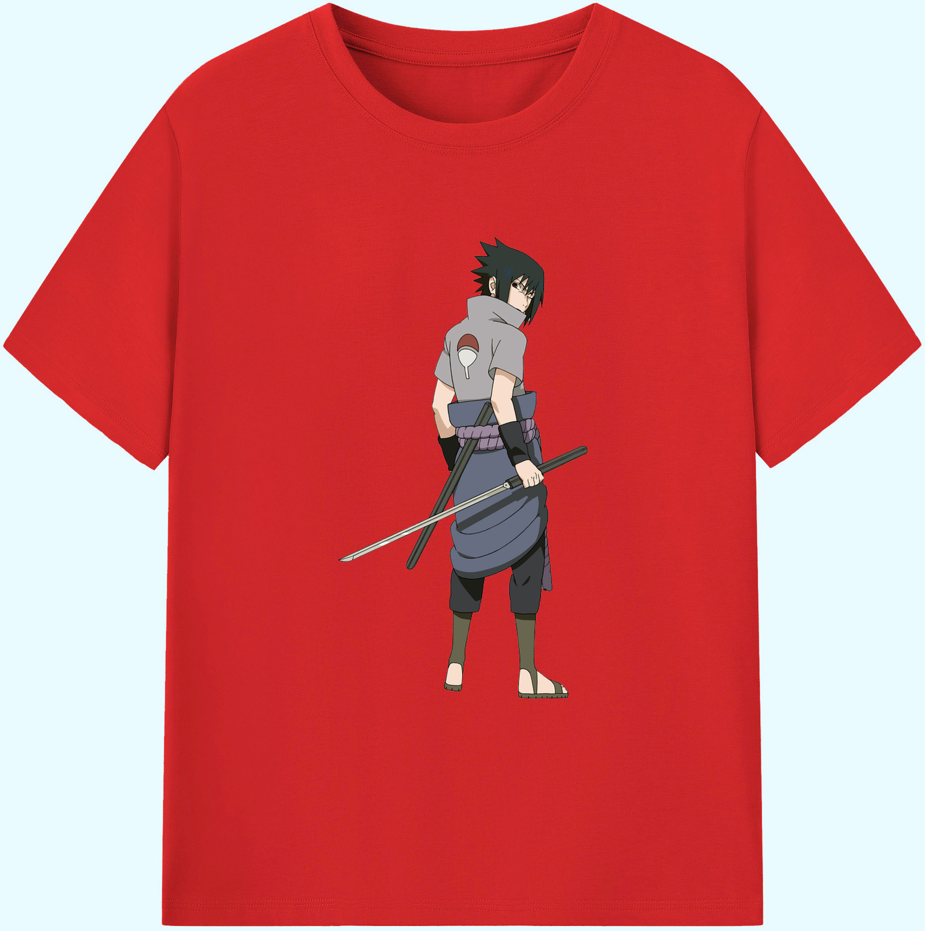 （画像用） NARUTO -ナルト- うちは サスケ Uchiha Sasuke 綿100％ メンズ半袖Tシャツ｜肌触りやわらか＆通気性