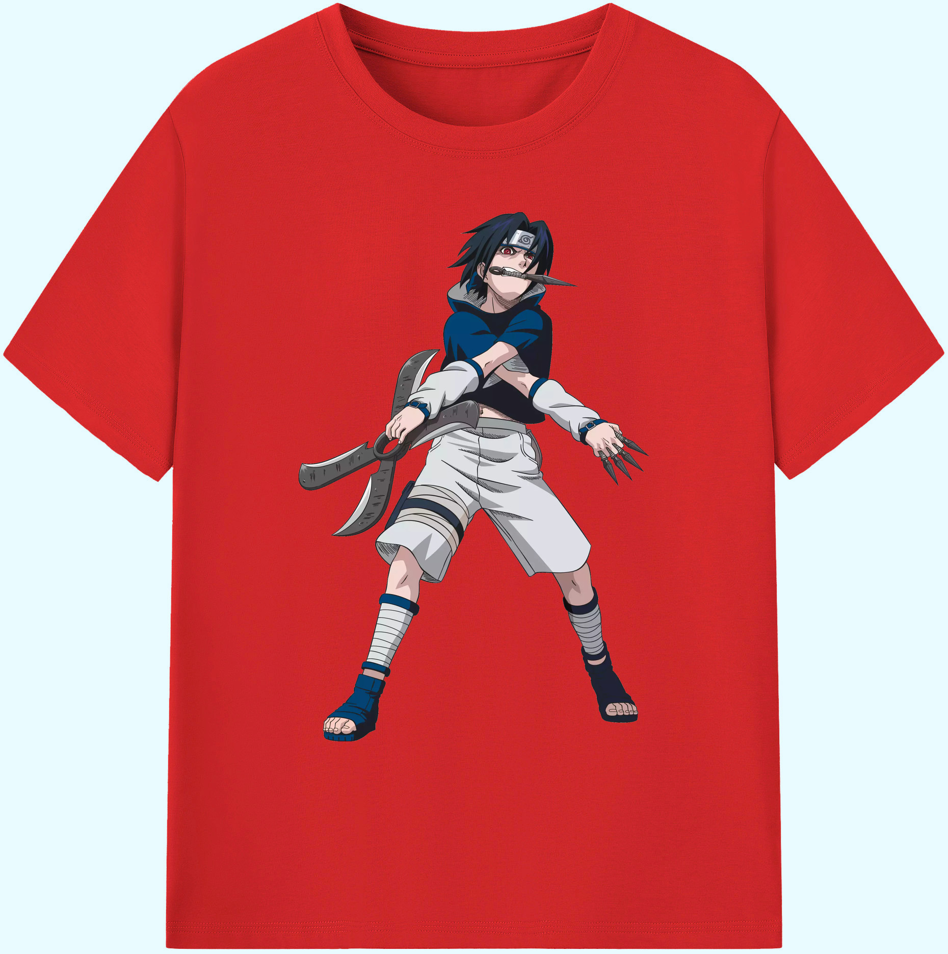 （画像用） NARUTO -ナルト- うちは サスケ Uchiha Sasuke 綿100％ メンズ半袖Tシャツ｜肌触りやわらか＆通気性