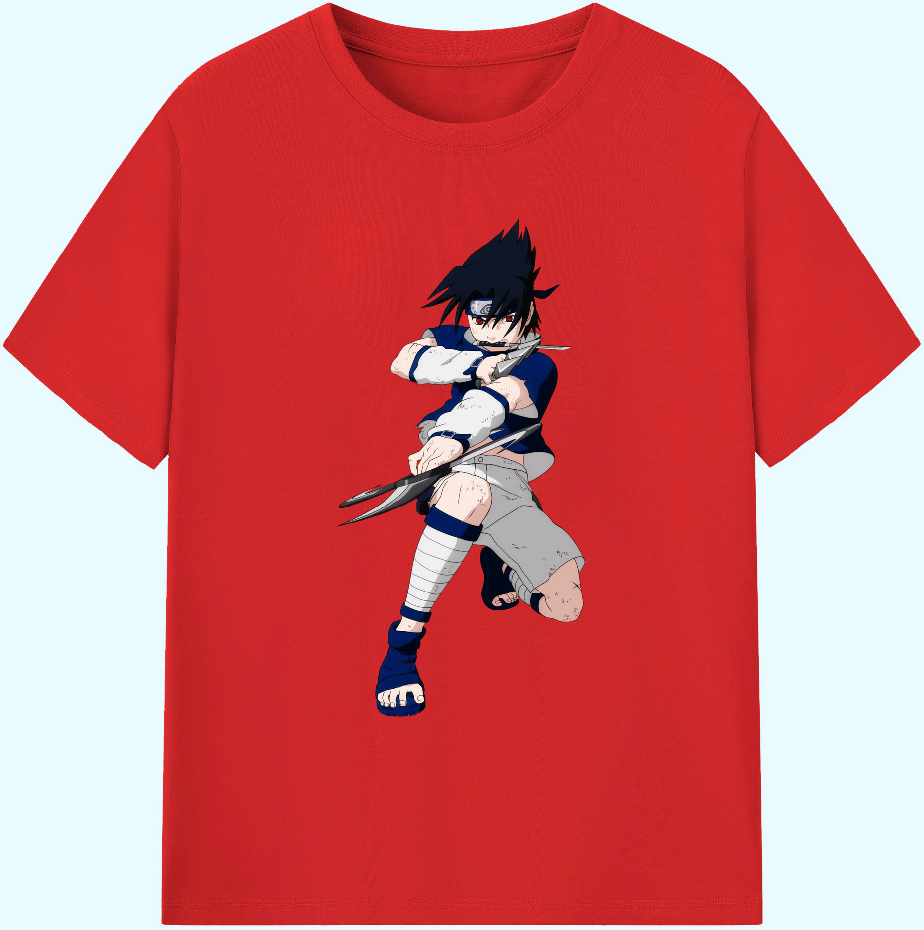 （画像用） NARUTO -ナルト- うちは サスケ Uchiha Sasuke 綿100％ メンズ半袖Tシャツ｜肌触りやわらか＆通気性