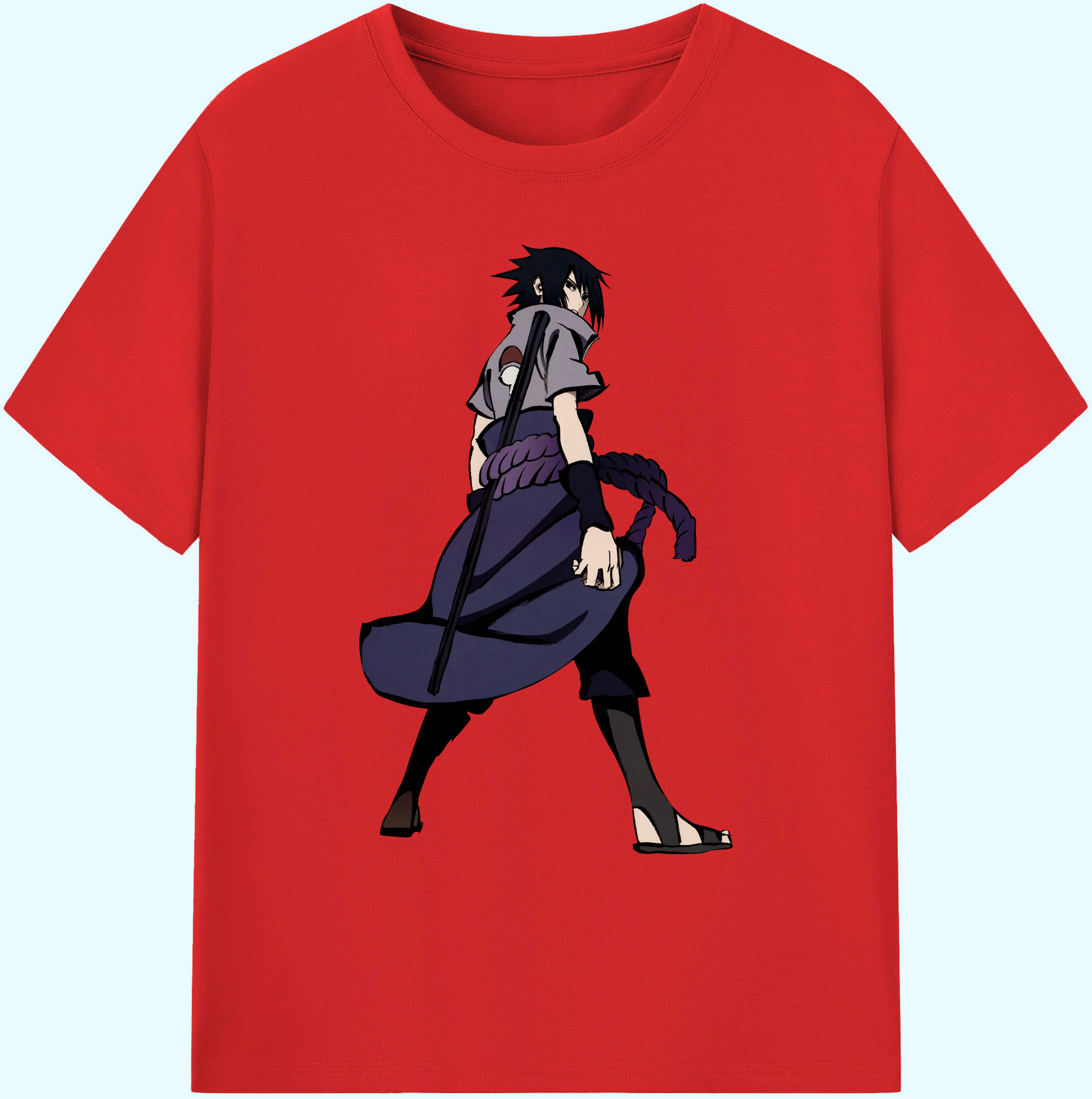 （画像用） NARUTO -ナルト- うちは サスケ Uchiha Sasuke 綿100％ メンズ半袖Tシャツ｜肌触りやわらか＆通気性