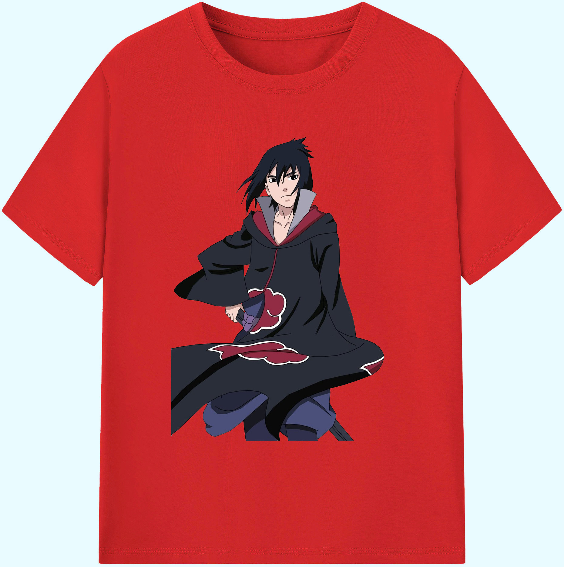 （画像用） NARUTO -ナルト- うちは サスケ Uchiha Sasuke 綿100％ メンズ半袖Tシャツ｜肌触りやわらか＆通気性