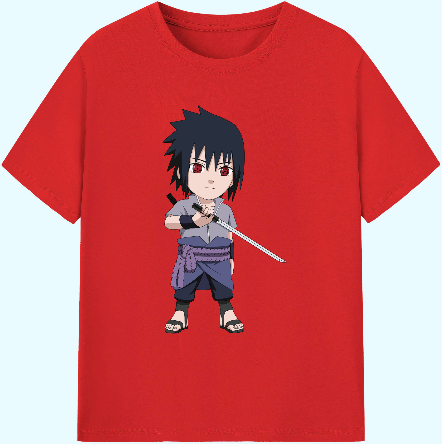 （画像用） NARUTO -ナルト- うちは サスケ Uchiha Sasuke 綿100％ メンズ半袖Tシャツ｜肌触りやわらか＆通気性