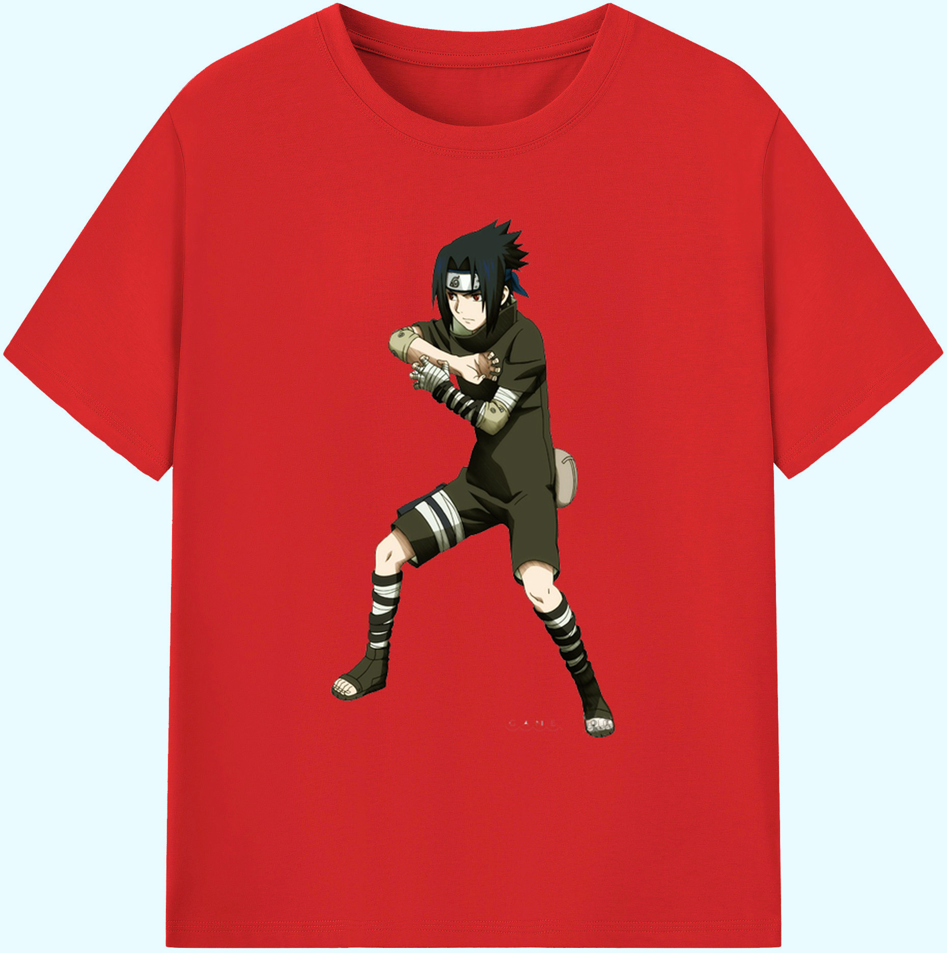 （画像用） NARUTO -ナルト- うちは サスケ Uchiha Sasuke 綿100％ メンズ半袖Tシャツ｜肌触りやわらか＆通気性