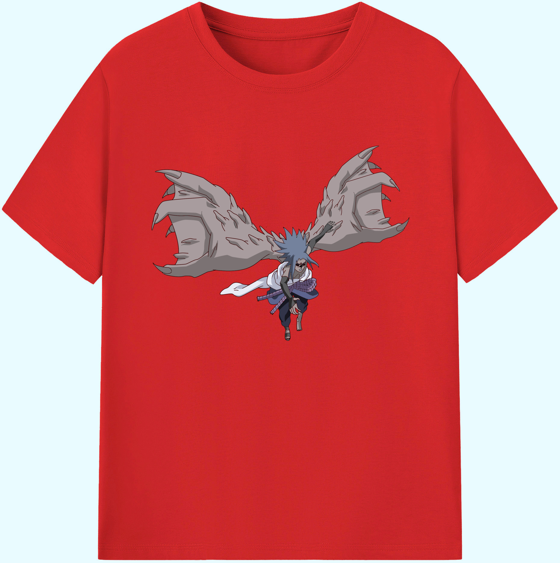 （画像用） NARUTO -ナルト- うちは サスケ Uchiha Sasuke 綿100％ メンズ半袖Tシャツ｜肌触りやわらか＆通気性