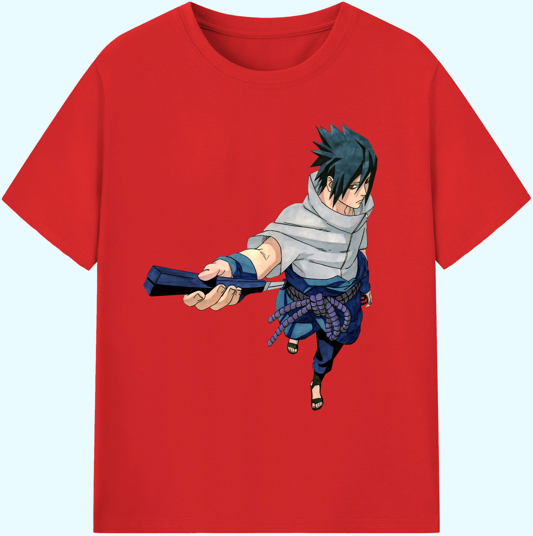 （画像用） NARUTO -ナルト- うちは サスケ Uchiha Sasuke 綿100％ メンズ半袖Tシャツ｜肌触りやわらか＆通気性