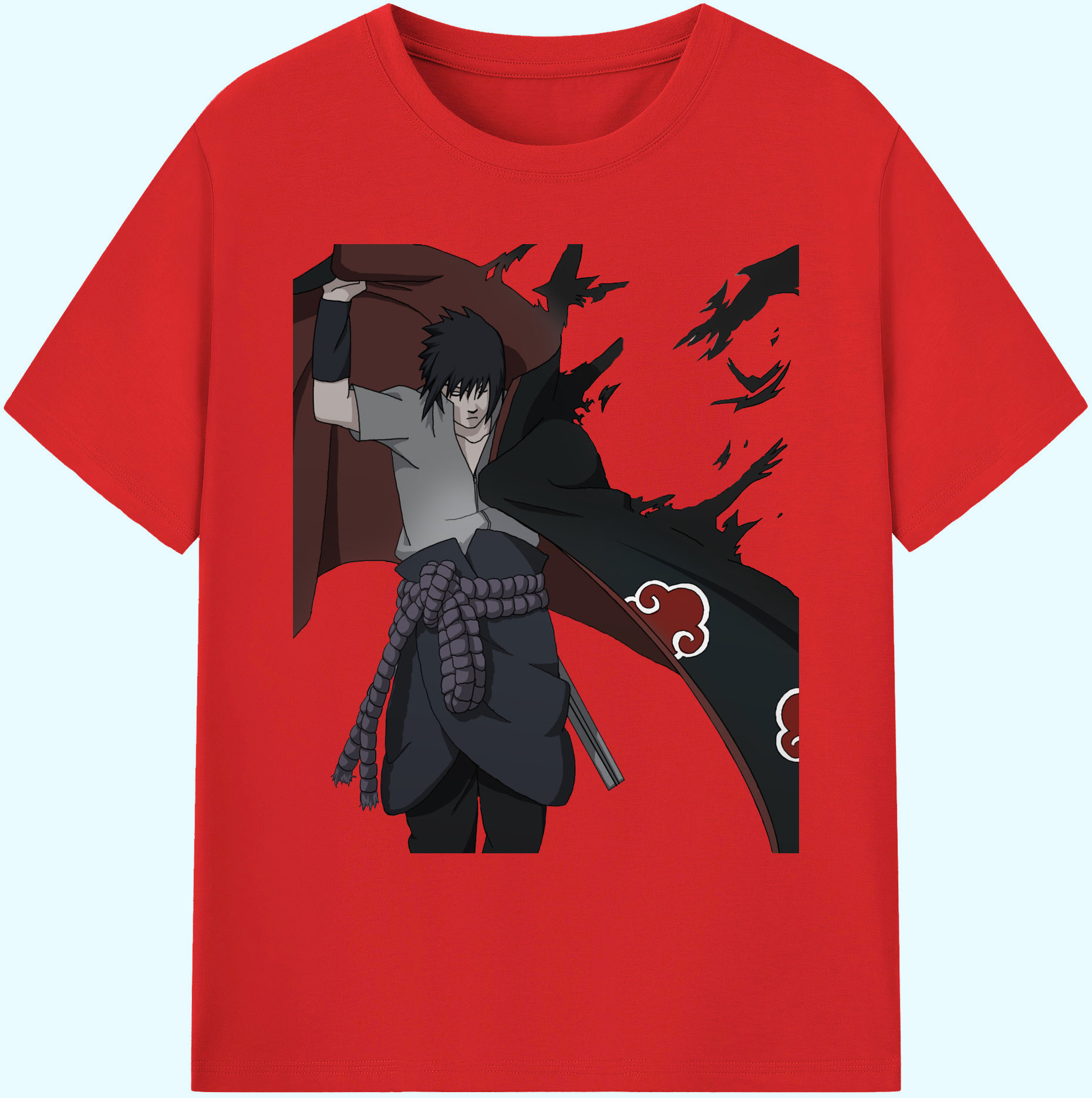 （画像用） NARUTO -ナルト- うちは サスケ Uchiha Sasuke 綿100％ メンズ半袖Tシャツ｜肌触りやわらか＆通気性