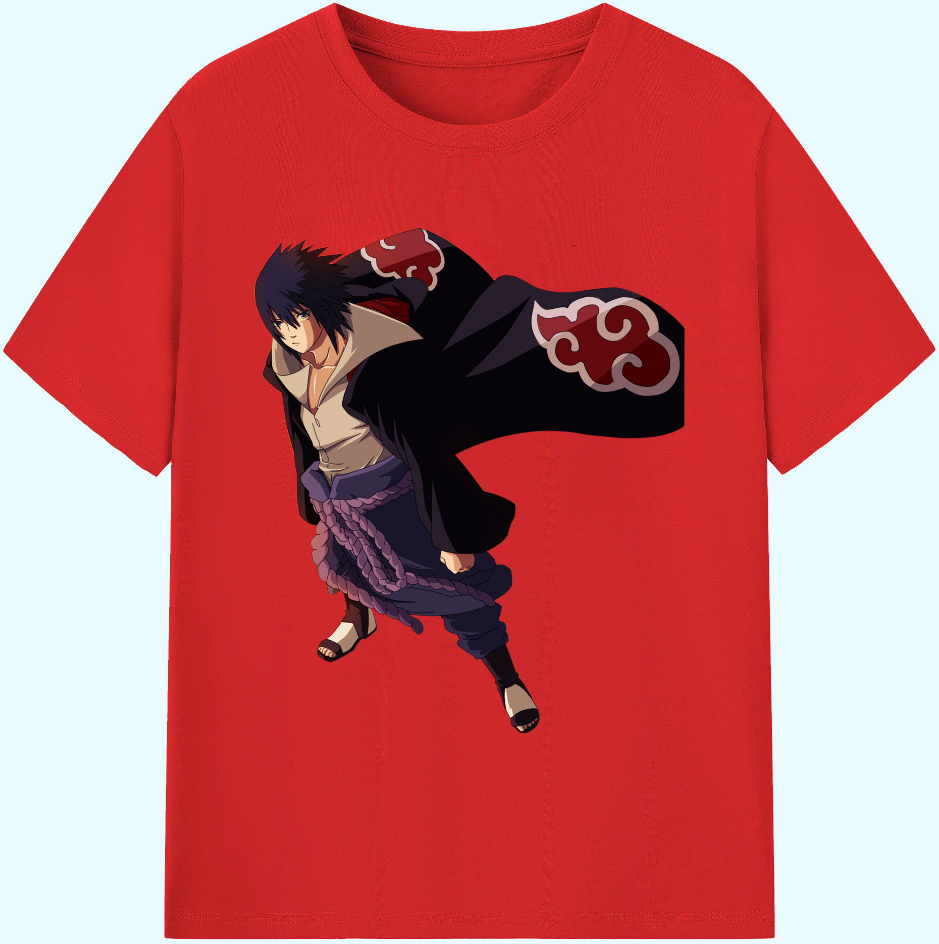 （画像用） NARUTO -ナルト- うちは サスケ Uchiha Sasuke 綿100％ メンズ半袖Tシャツ｜肌触りやわらか＆通気性