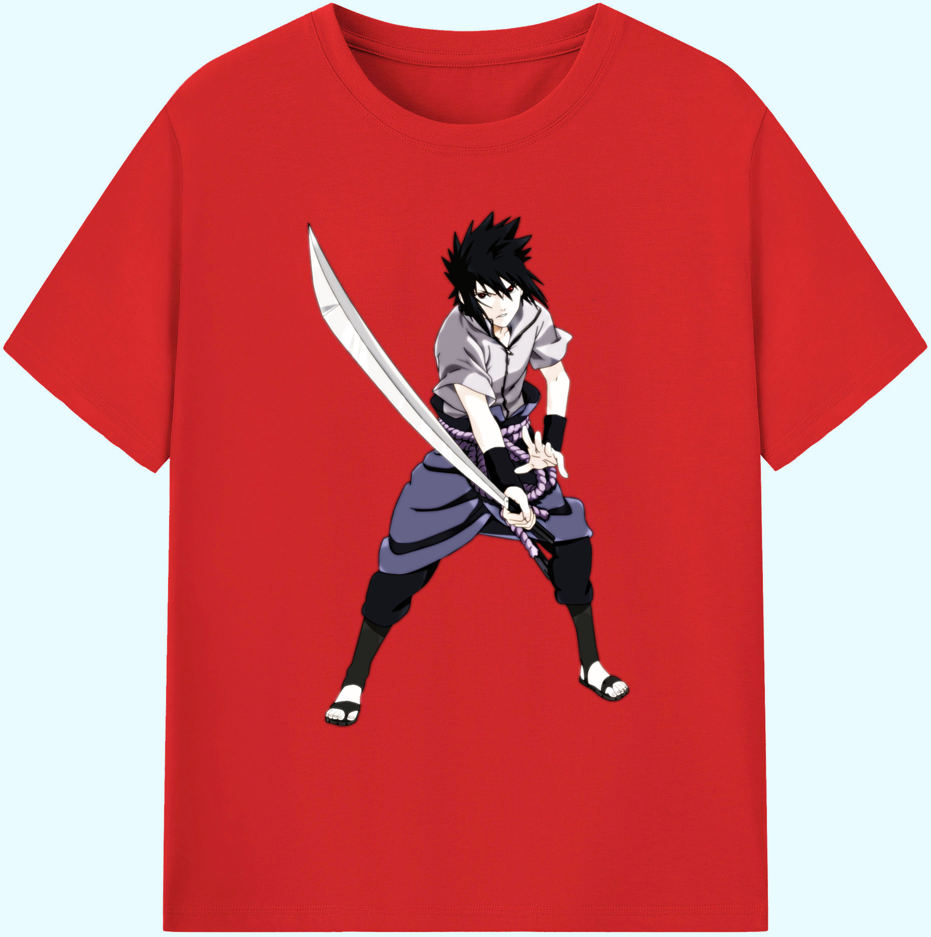 （画像用） NARUTO -ナルト- うちは サスケ Uchiha Sasuke 綿100％ メンズ半袖Tシャツ｜肌触りやわらか＆通気性