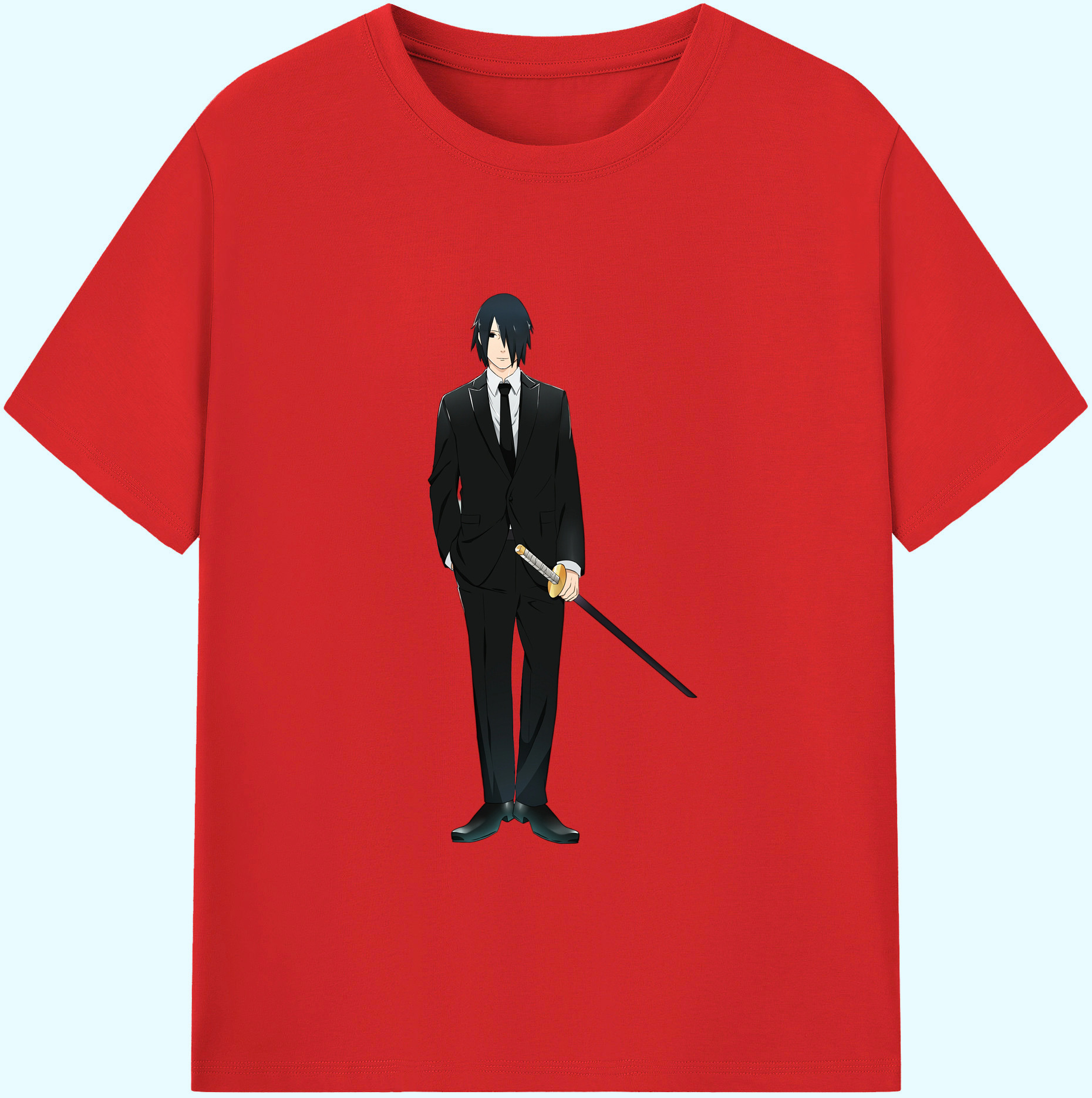 （画像用） NARUTO -ナルト- うちは サスケ Uchiha Sasuke 綿100％ メンズ半袖Tシャツ｜肌触りやわらか＆通気性
