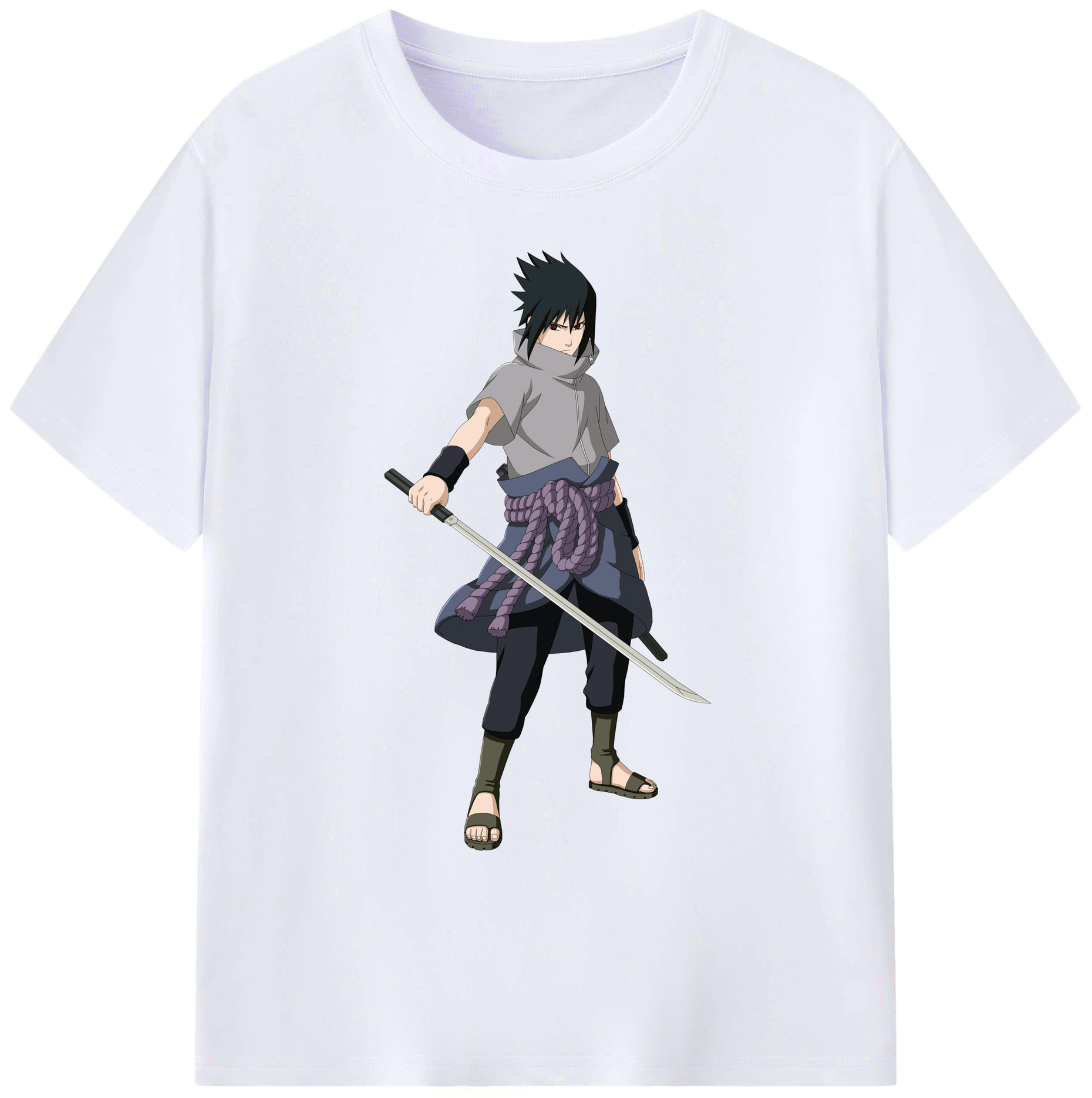 （画像用） NARUTO -ナルト- うちは サスケ Uchiha Sasuke 綿100％ メンズ半袖Tシャツ｜肌触りやわらか＆通気性