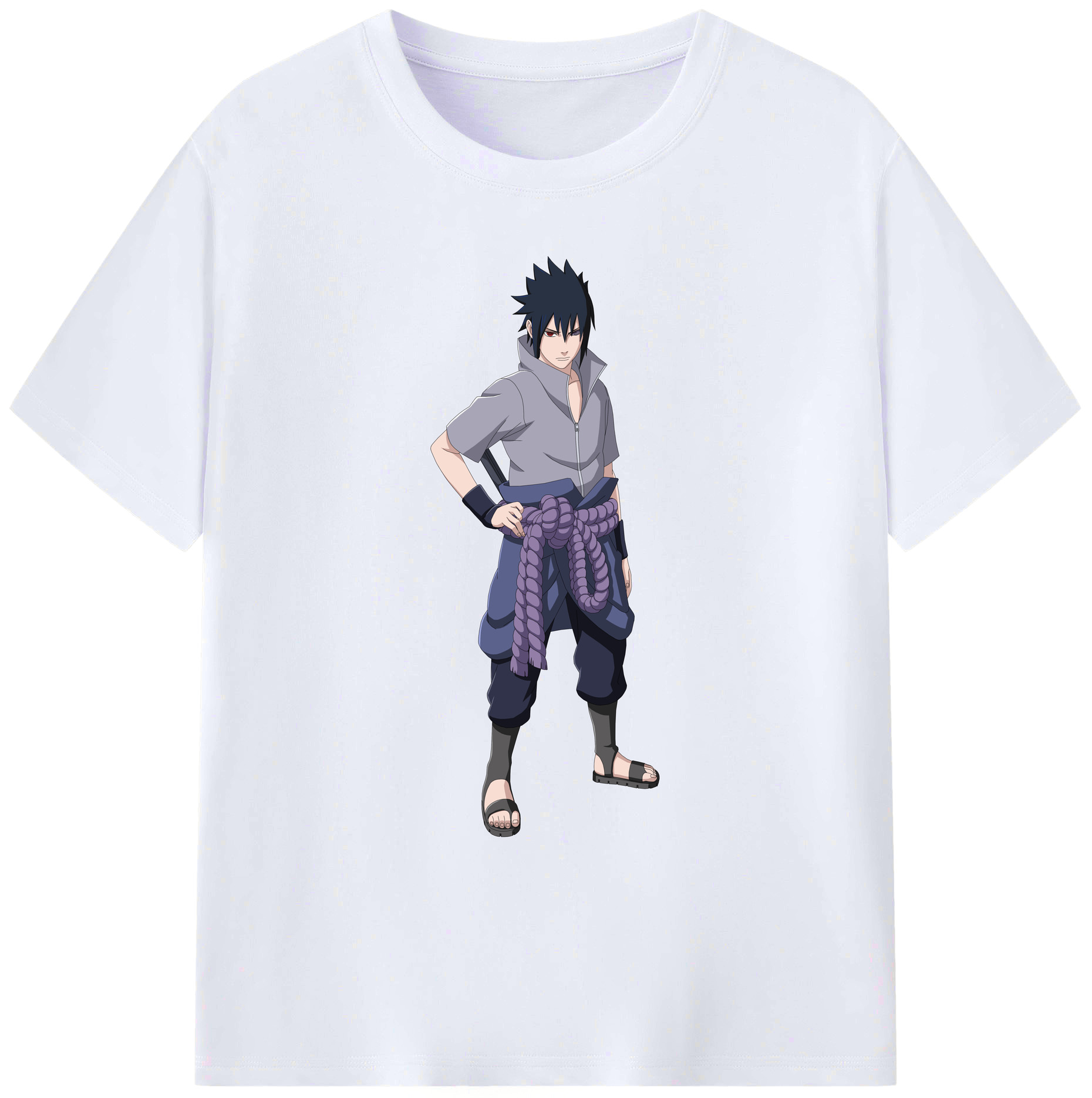 （画像用） NARUTO -ナルト- うちは サスケ Uchiha Sasuke 綿100％ メンズ半袖Tシャツ｜肌触りやわらか＆通気性