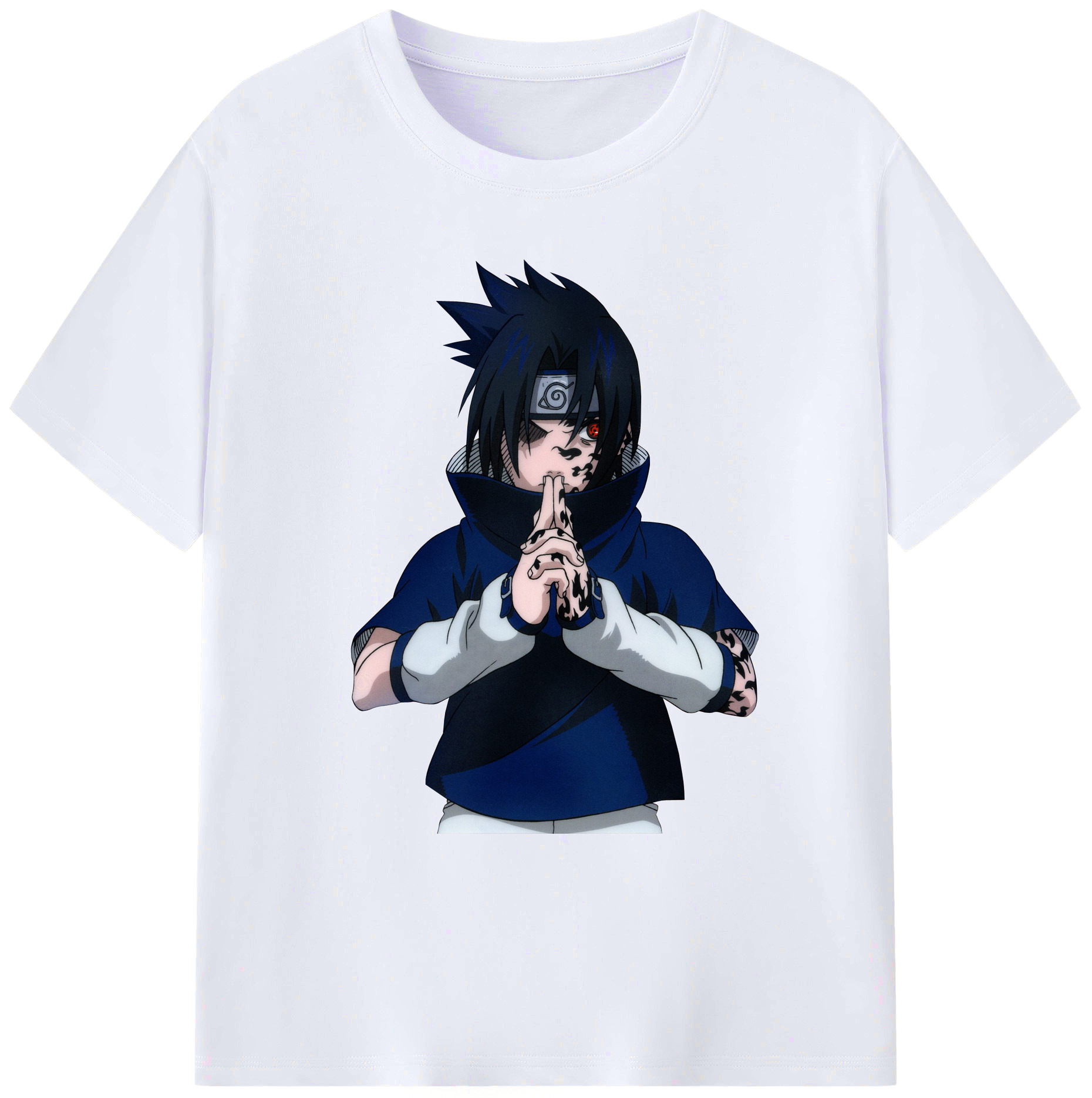 （画像用） NARUTO -ナルト- うちは サスケ Uchiha Sasuke 綿100％ メンズ半袖Tシャツ｜肌触りやわらか＆通気性