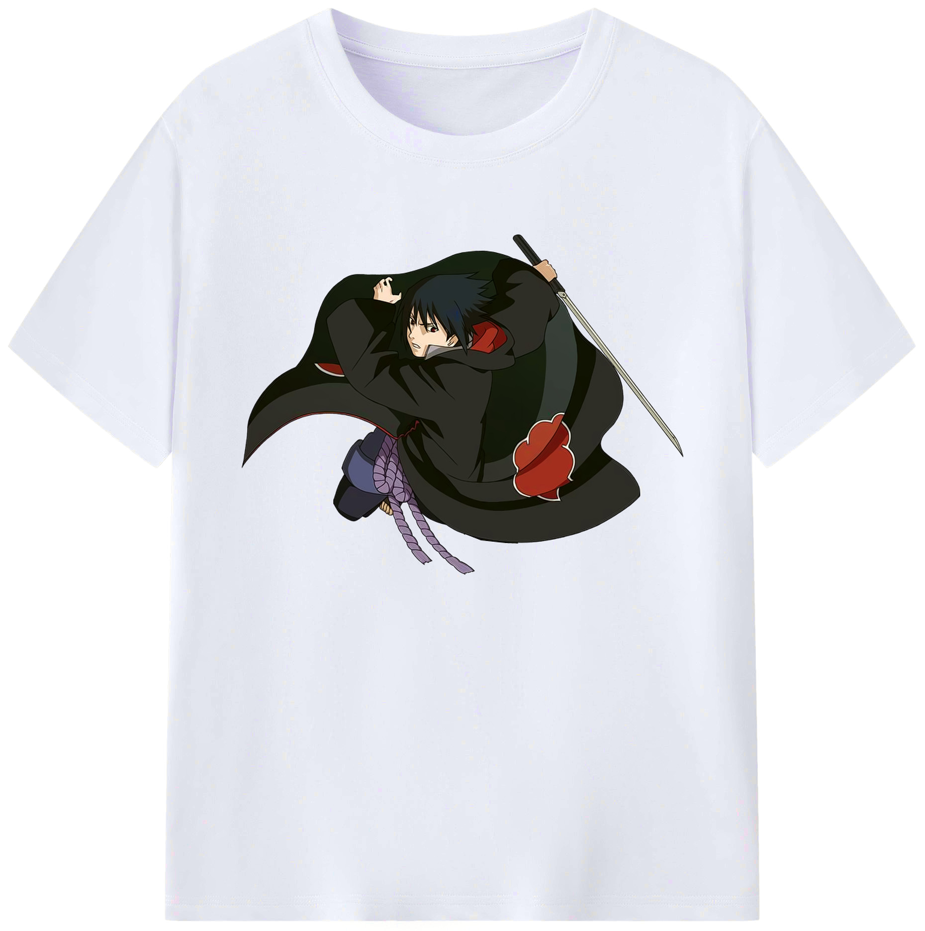 （画像用） NARUTO -ナルト- うちは サスケ Uchiha Sasuke 綿100％ メンズ半袖Tシャツ｜肌触りやわらか＆通気性