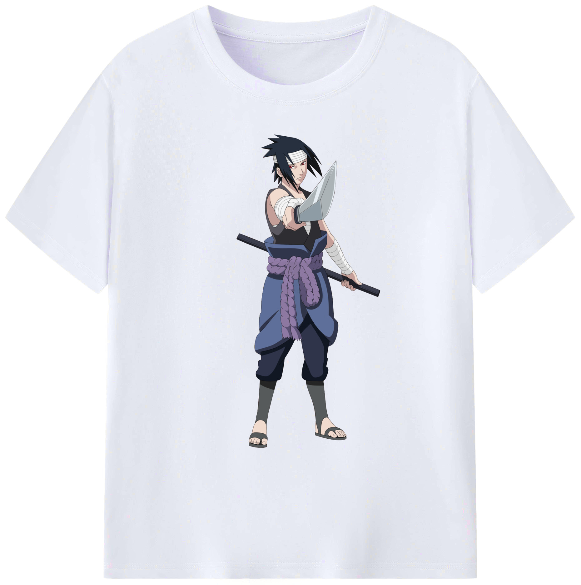 （画像用） NARUTO -ナルト- うちは サスケ Uchiha Sasuke 綿100％ メンズ半袖Tシャツ｜肌触りやわらか＆通気性