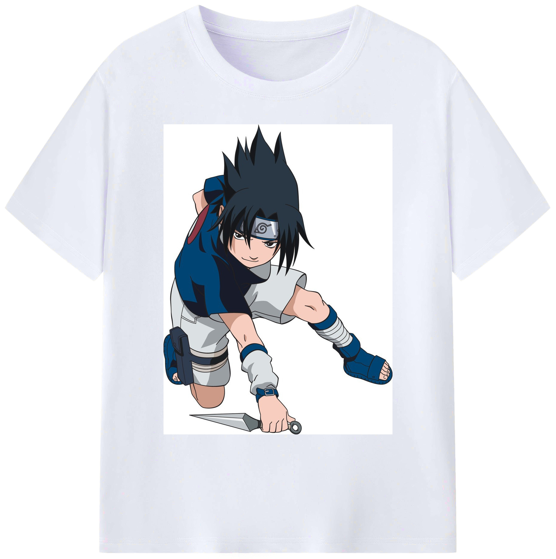 （画像用） NARUTO -ナルト- うちは サスケ Uchiha Sasuke 綿100％ メンズ半袖Tシャツ｜肌触りやわらか＆通気性