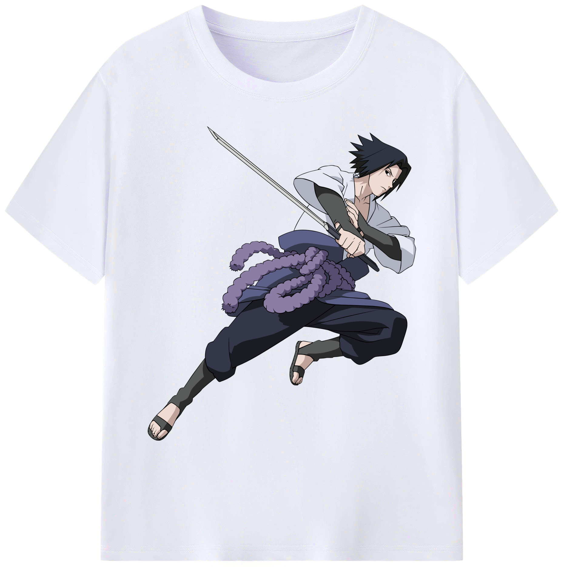 （画像用） NARUTO -ナルト- うちは サスケ Uchiha Sasuke 綿100％ メンズ半袖Tシャツ｜肌触りやわらか＆通気性