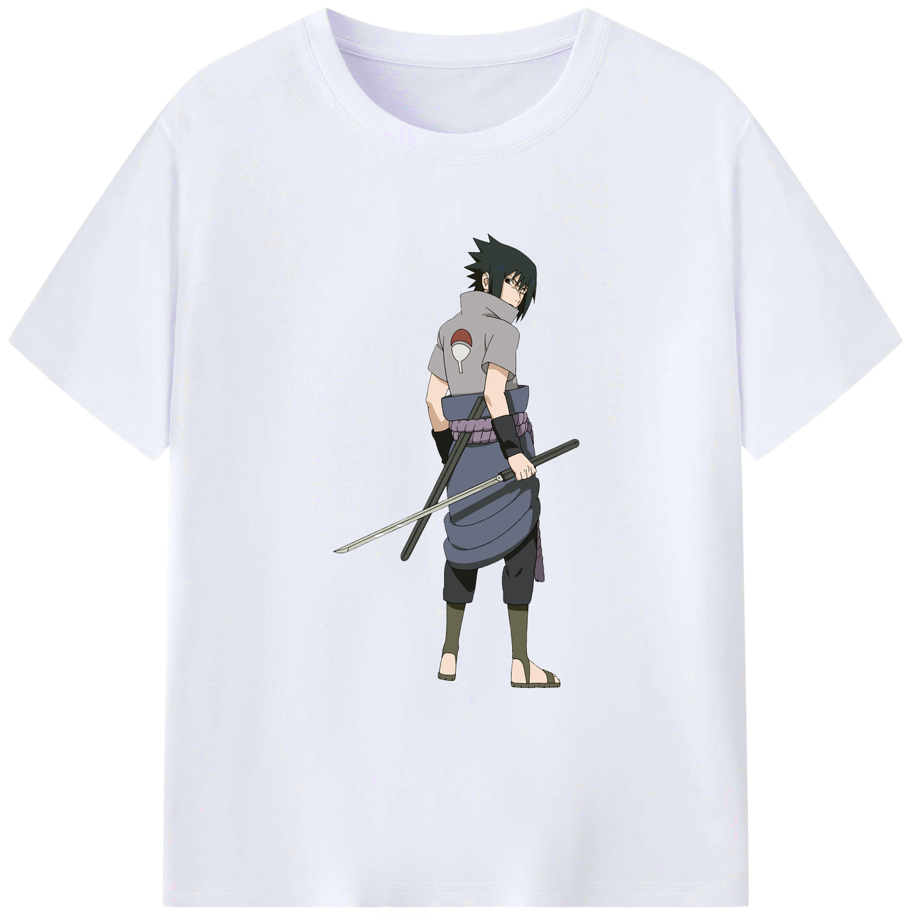 （画像用） NARUTO -ナルト- うちは サスケ Uchiha Sasuke 綿100％ メンズ半袖Tシャツ｜肌触りやわらか＆通気性
