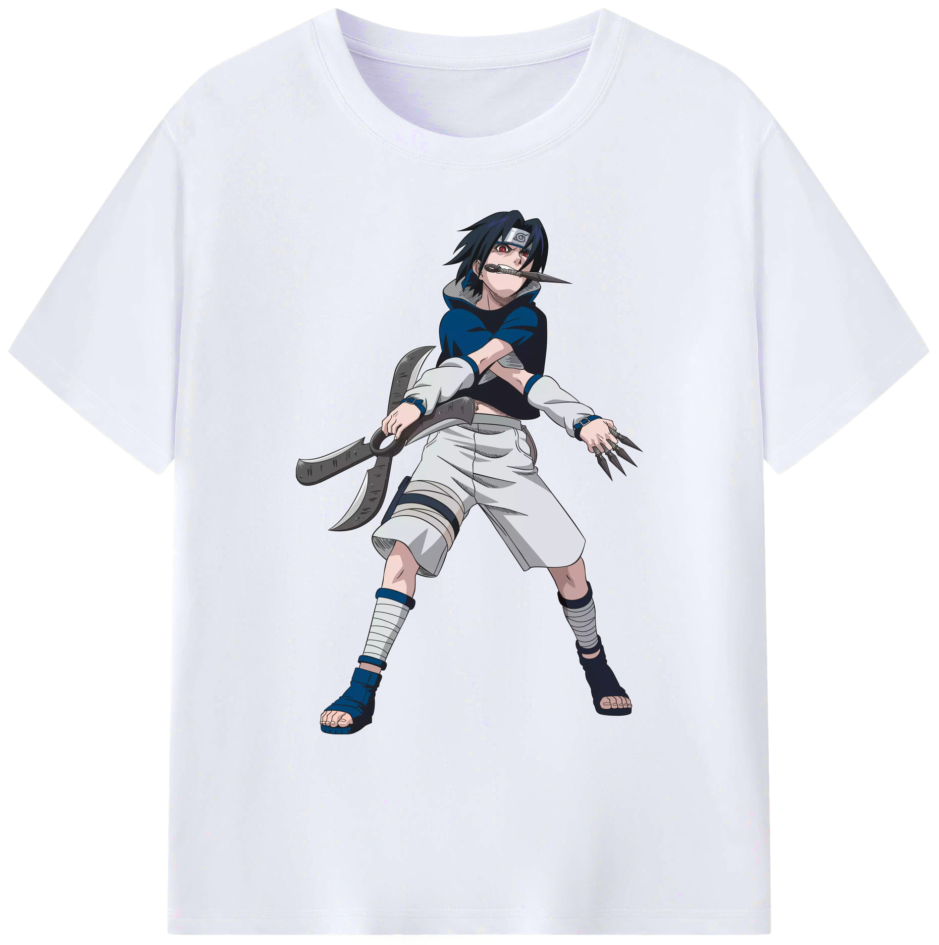 （画像用） NARUTO -ナルト- うちは サスケ Uchiha Sasuke 綿100％ メンズ半袖Tシャツ｜肌触りやわらか＆通気性