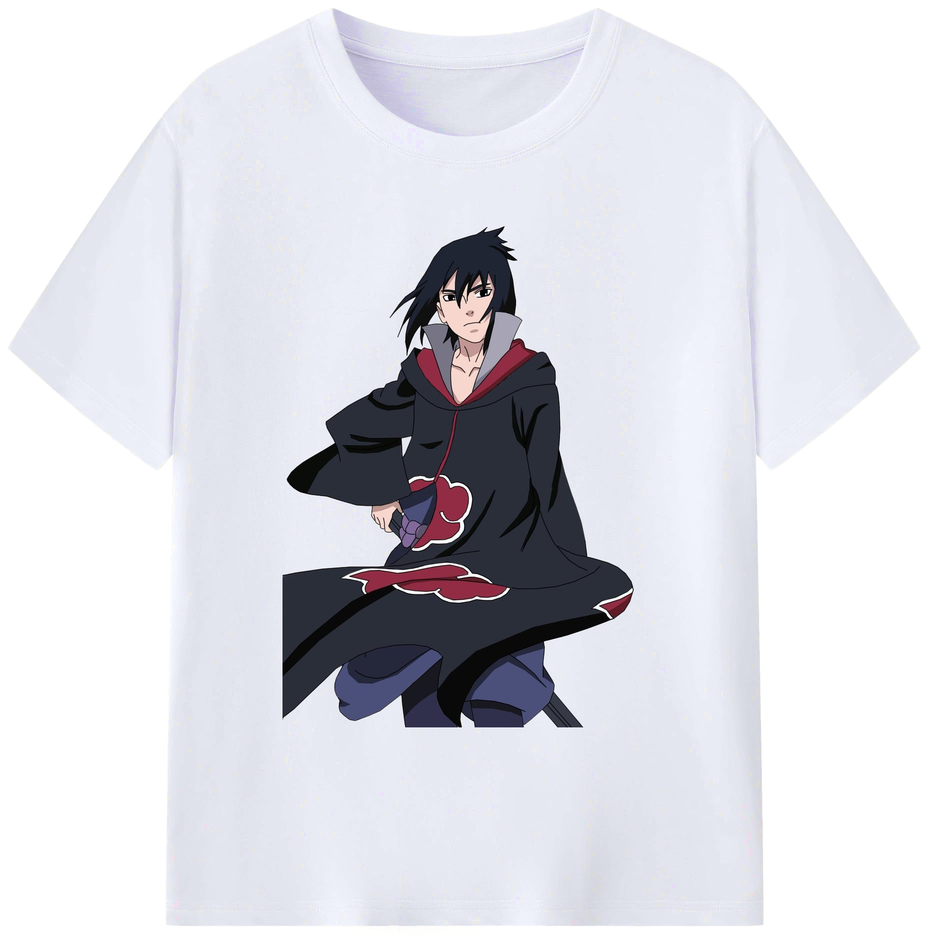 （画像用） NARUTO -ナルト- うちは サスケ Uchiha Sasuke 綿100％ メンズ半袖Tシャツ｜肌触りやわらか＆通気性