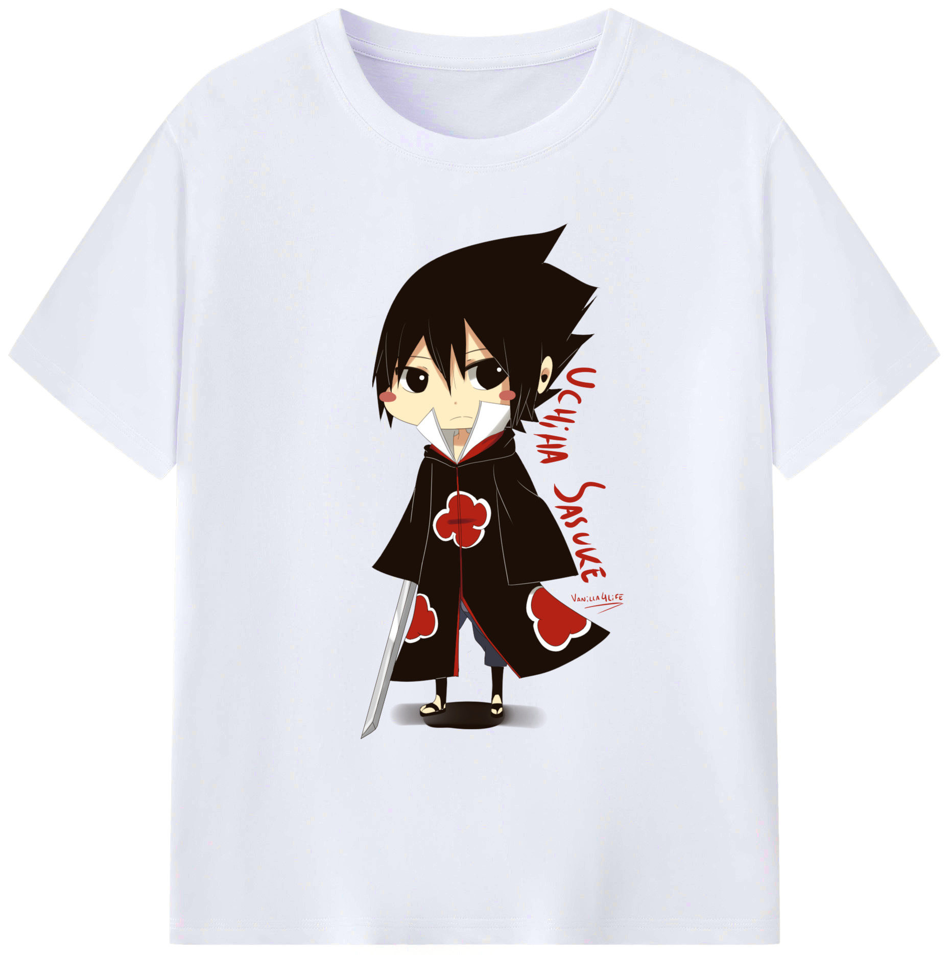 （画像用） NARUTO -ナルト- うちは サスケ Uchiha Sasuke 綿100％ メンズ半袖Tシャツ｜肌触りやわらか＆通気性