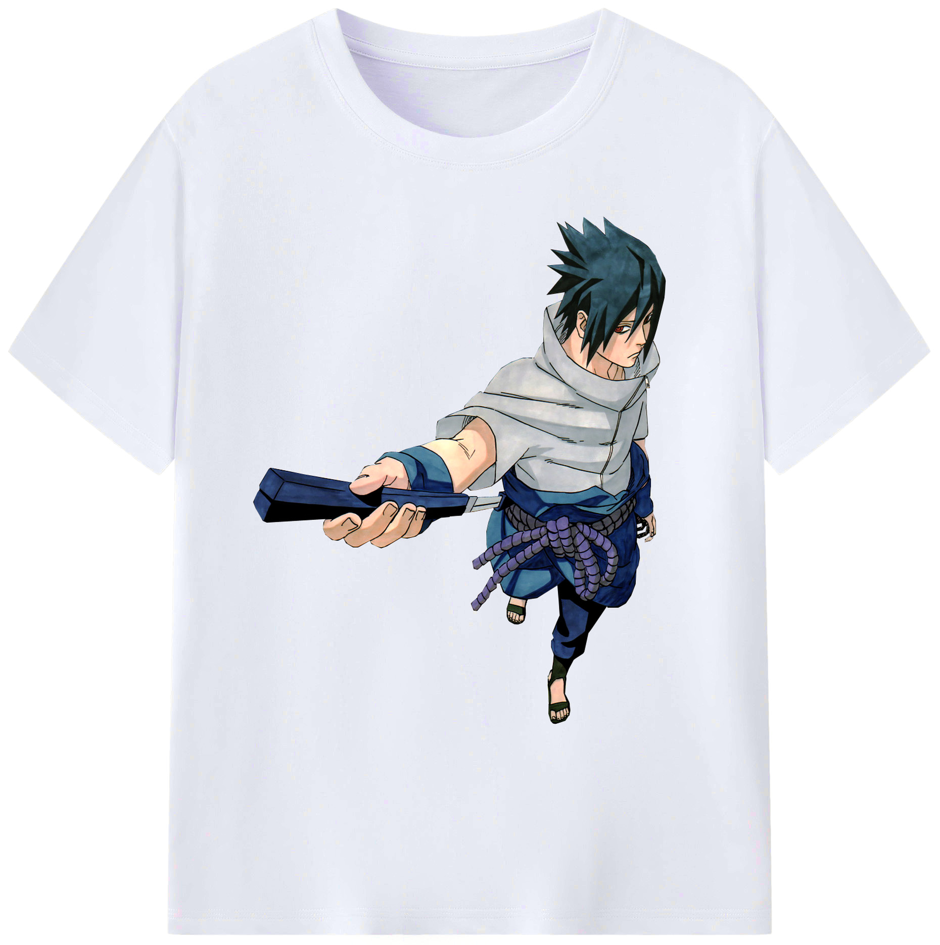 （画像用） NARUTO -ナルト- うちは サスケ Uchiha Sasuke 綿100％ メンズ半袖Tシャツ｜肌触りやわらか＆通気性