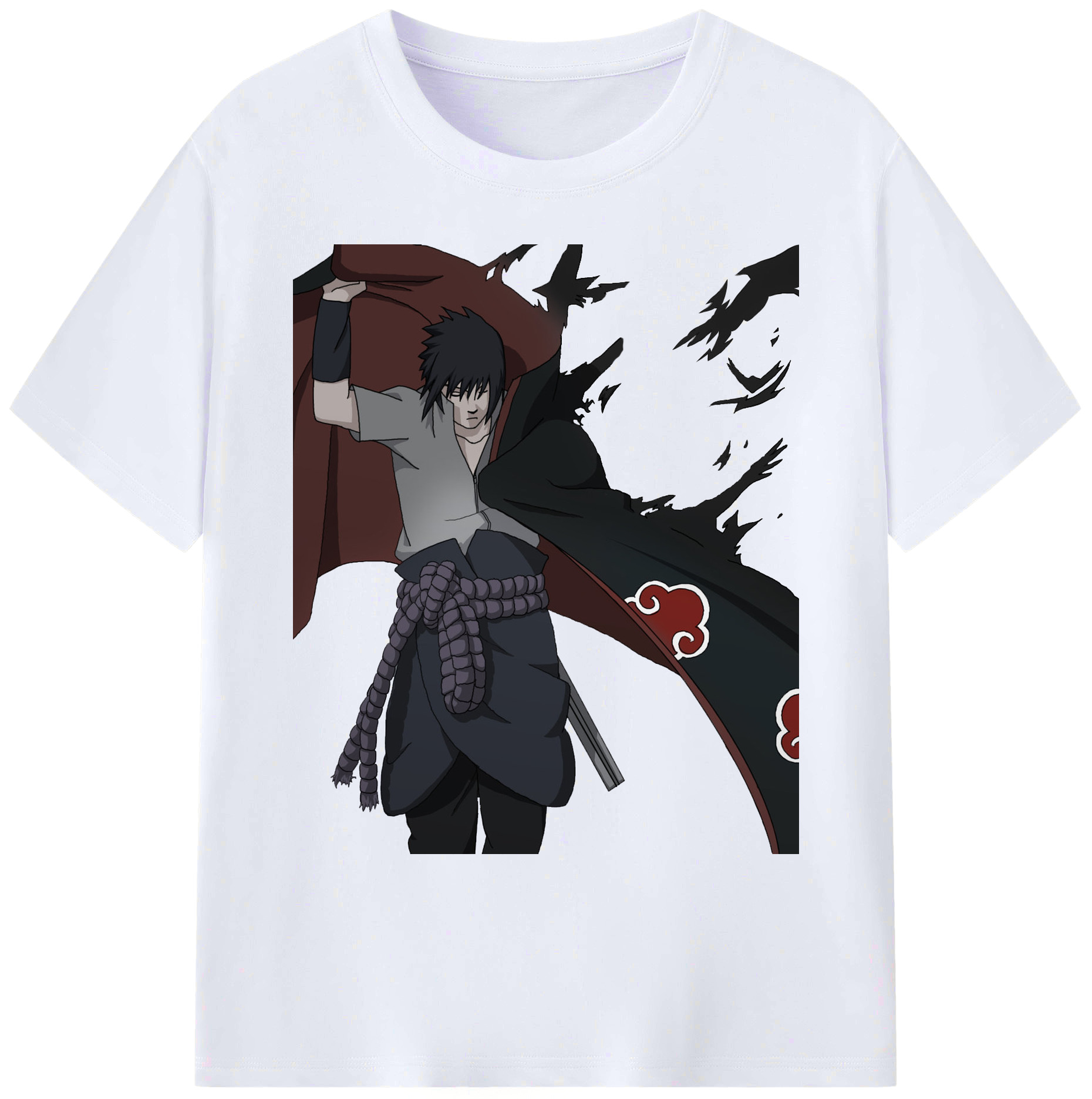 （画像用） NARUTO -ナルト- うちは サスケ Uchiha Sasuke 綿100％ メンズ半袖Tシャツ｜肌触りやわらか＆通気性