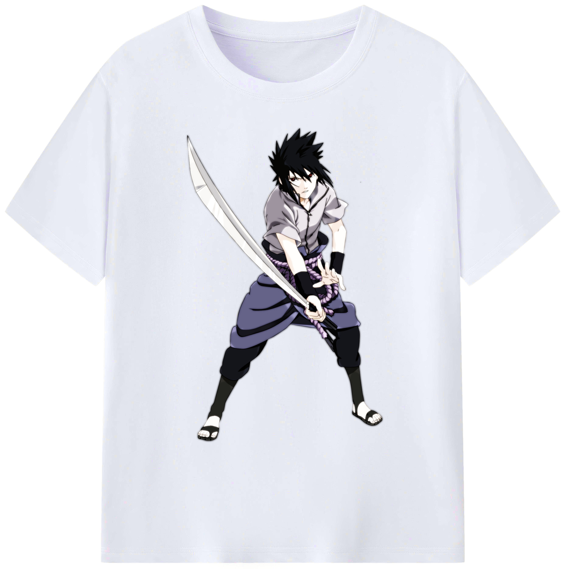（画像用） NARUTO -ナルト- うちは サスケ Uchiha Sasuke 綿100％ メンズ半袖Tシャツ｜肌触りやわらか＆通気性