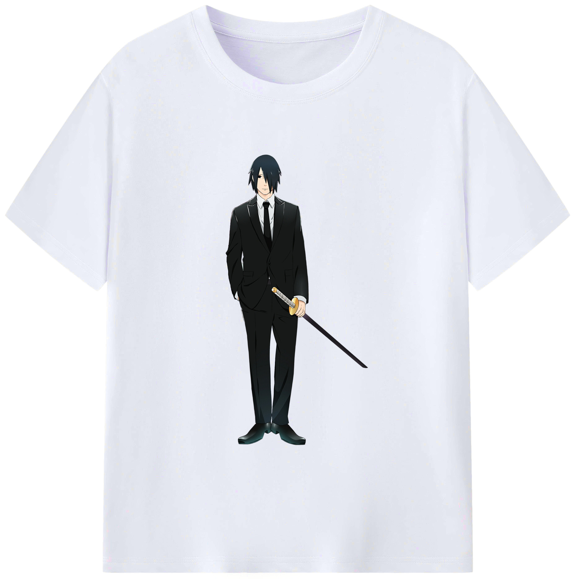 （画像用） NARUTO -ナルト- うちは サスケ Uchiha Sasuke 綿100％ メンズ半袖Tシャツ｜肌触りやわらか＆通気性