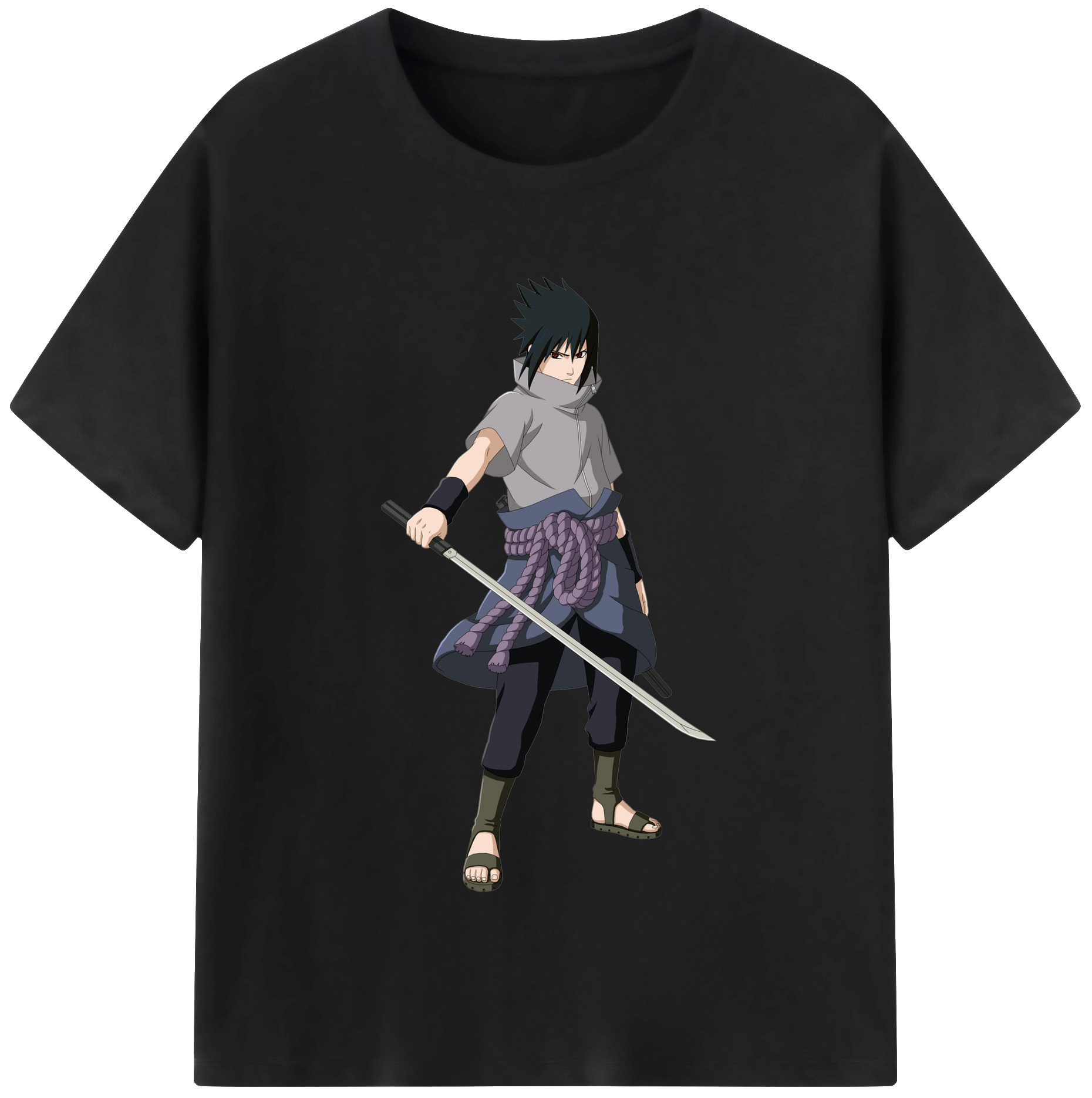 （画像用） NARUTO -ナルト- うちは サスケ Uchiha Sasuke レディースカジュアルプリントTシャツ（綿100％）
