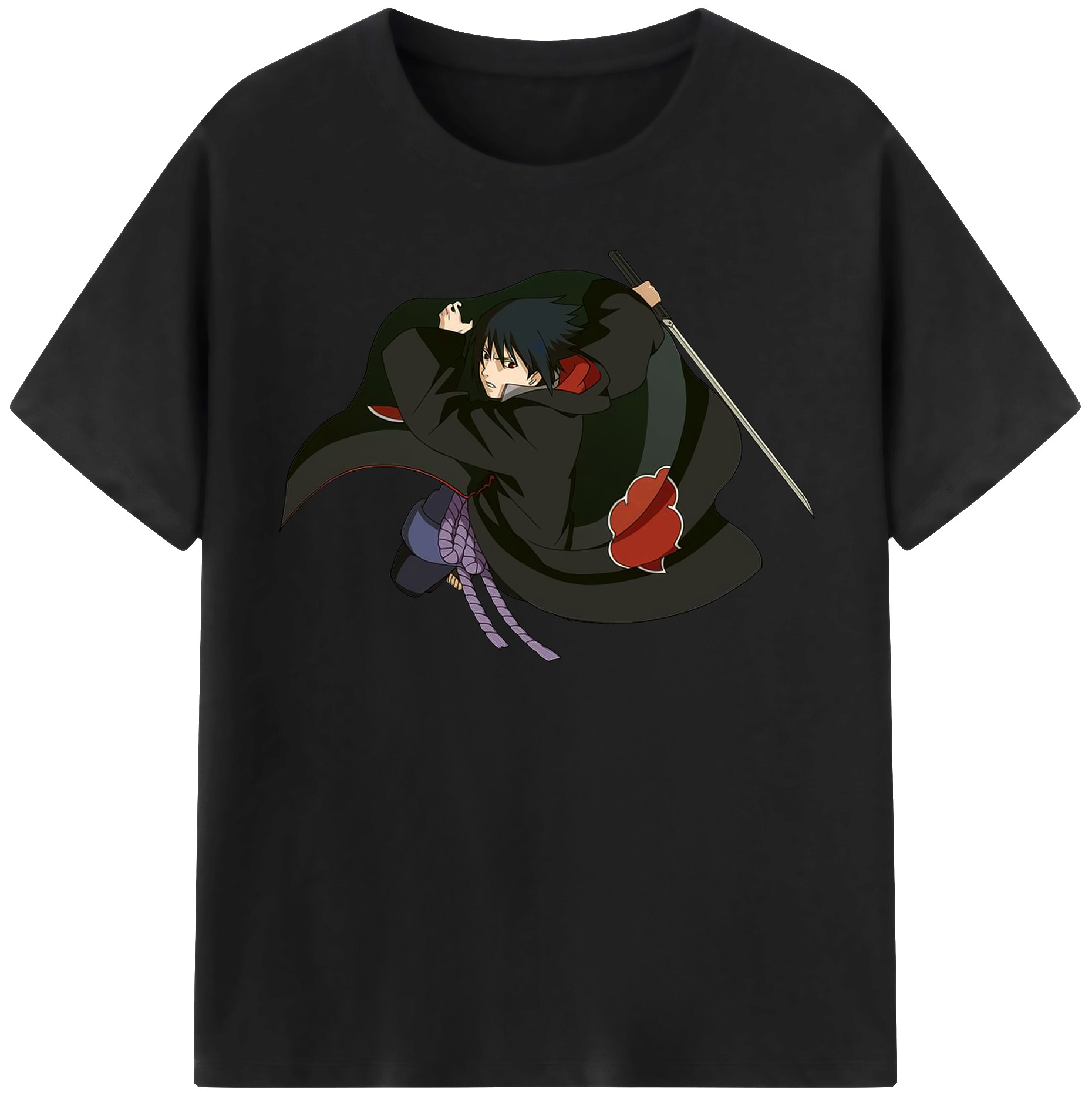 （画像用） NARUTO -ナルト- うちは サスケ Uchiha Sasuke レディースカジュアルプリントTシャツ（綿100％）