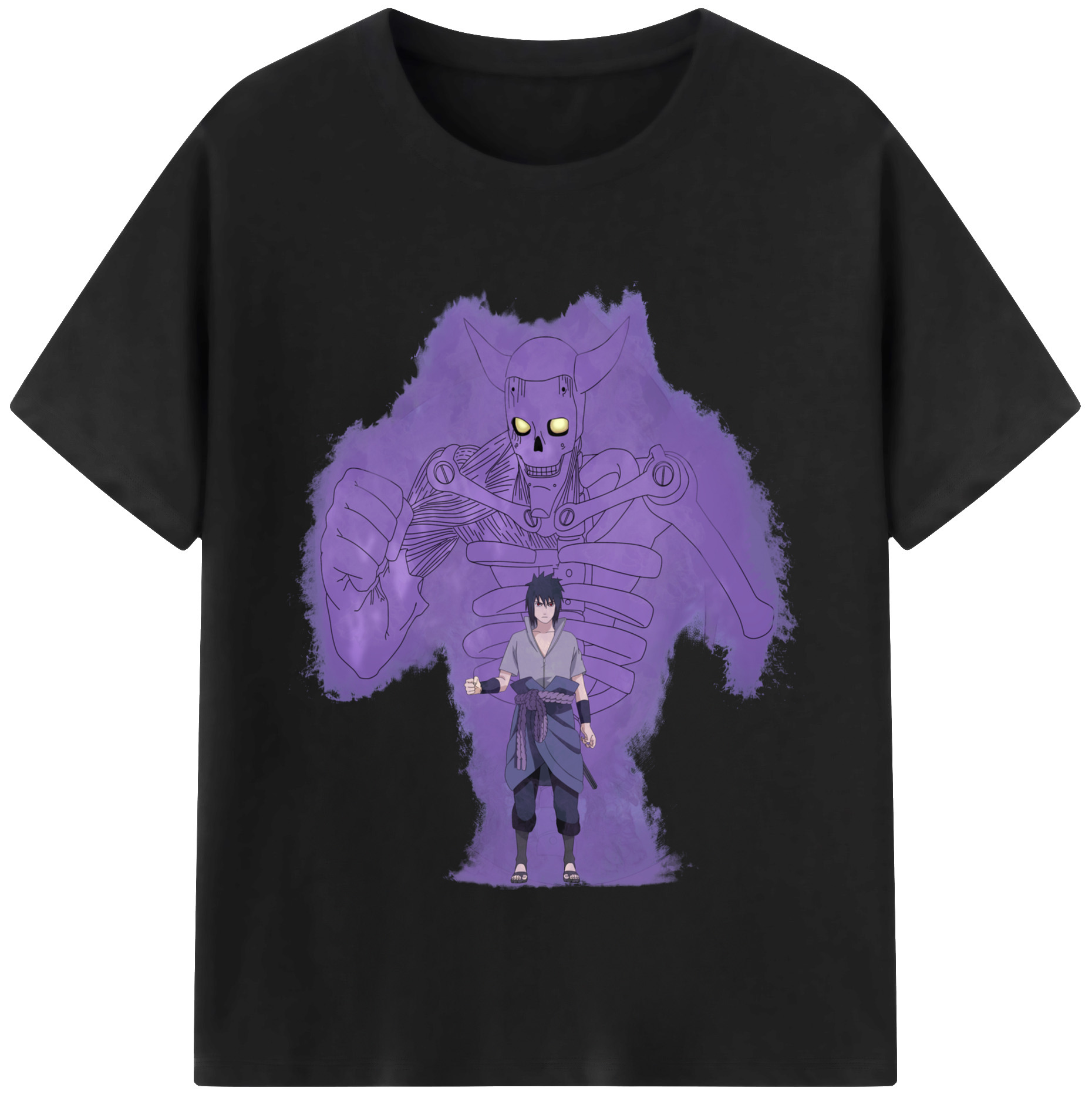 （画像用） NARUTO -ナルト- うちは サスケ Uchiha Sasuke レディースカジュアルプリントTシャツ（綿100％）